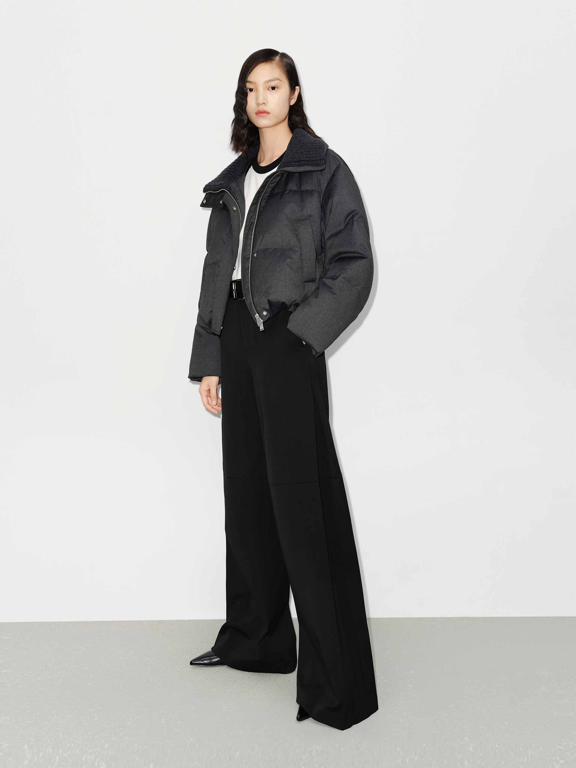 Knitted Collar Quilted Jacket - Image 7