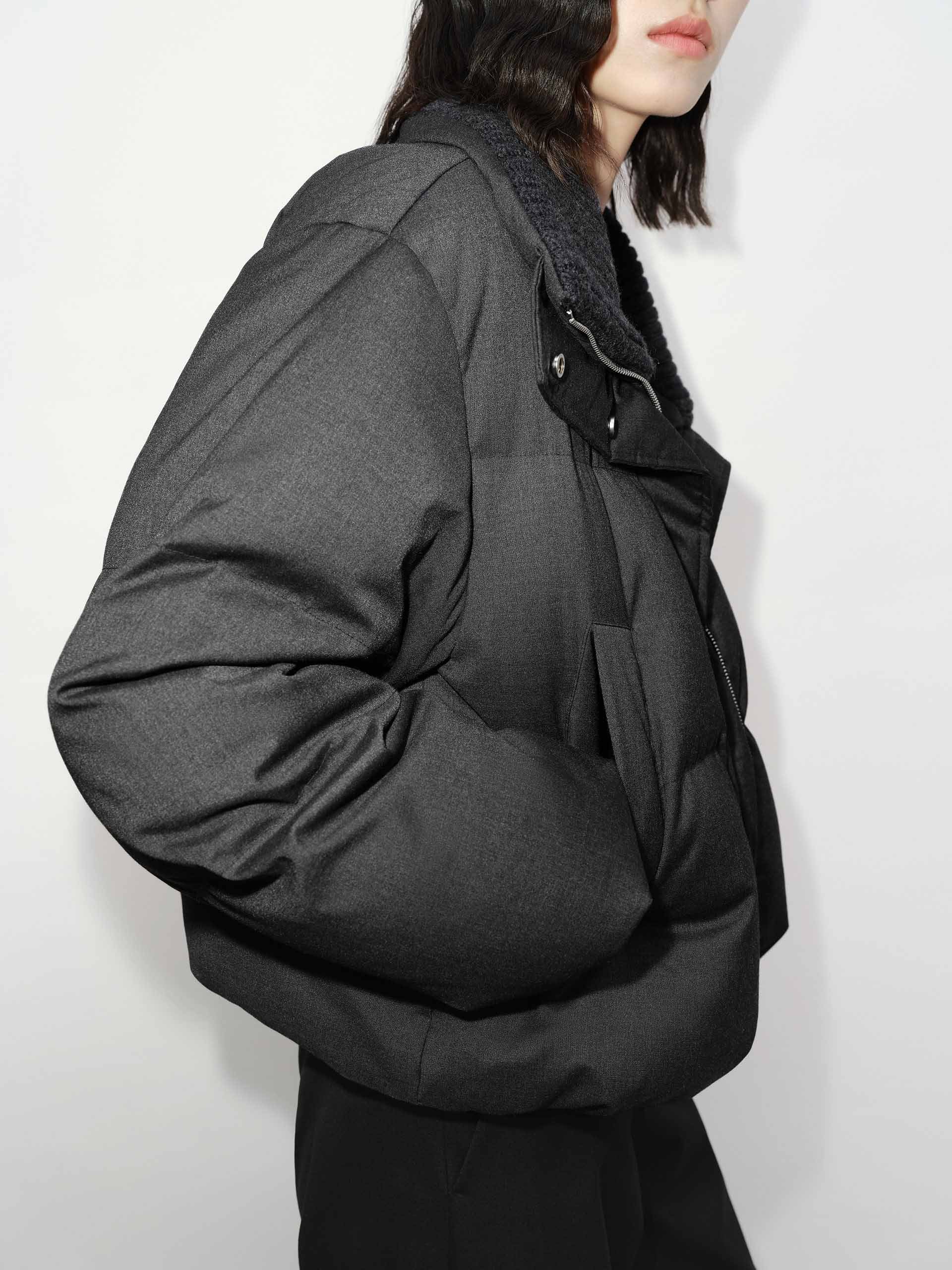 Knitted Collar Quilted Jacket - Image 8