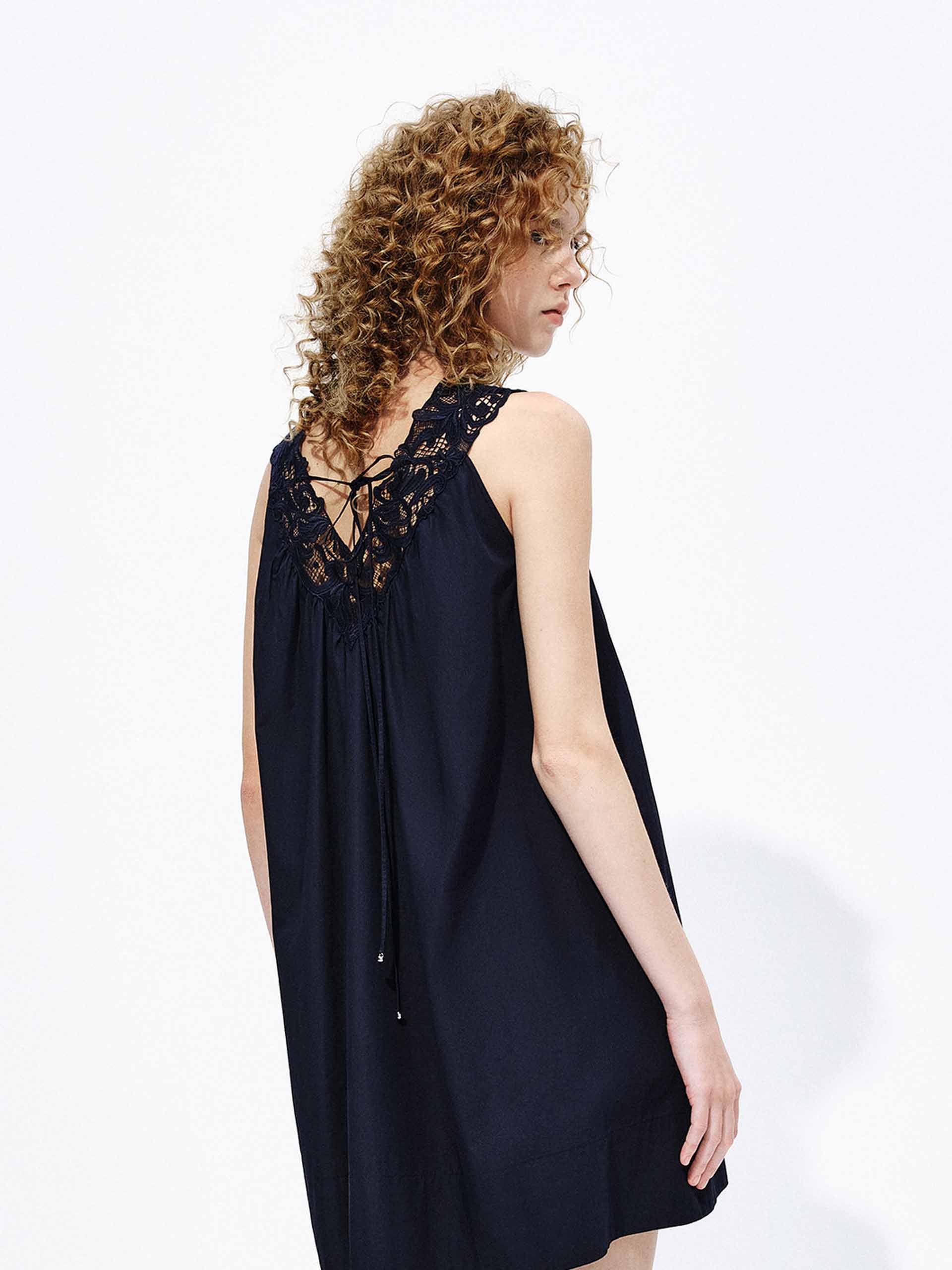 Lace Neck Cotton Dress - Image 3