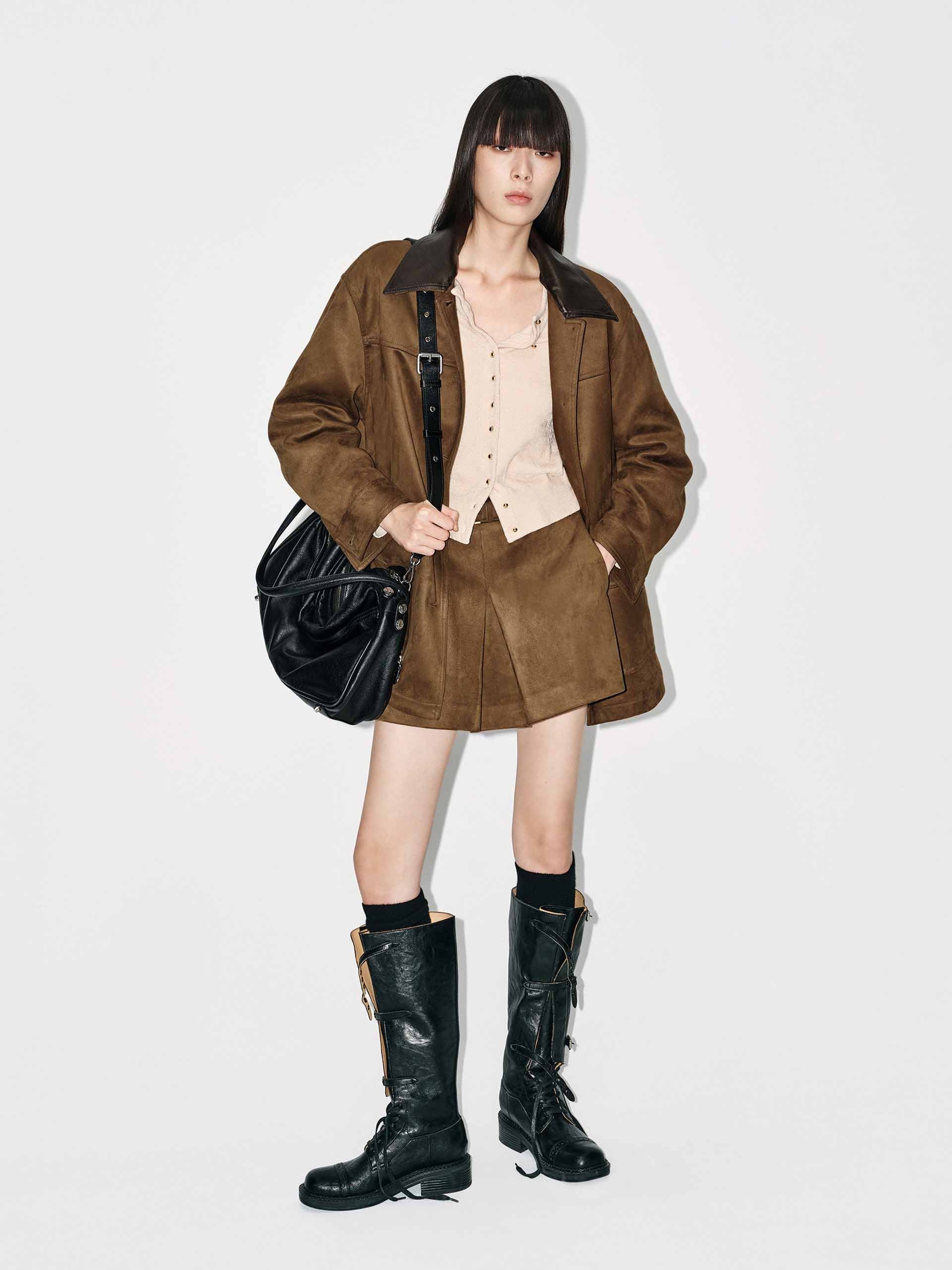 Leather Collar Down Jacket - Image 2