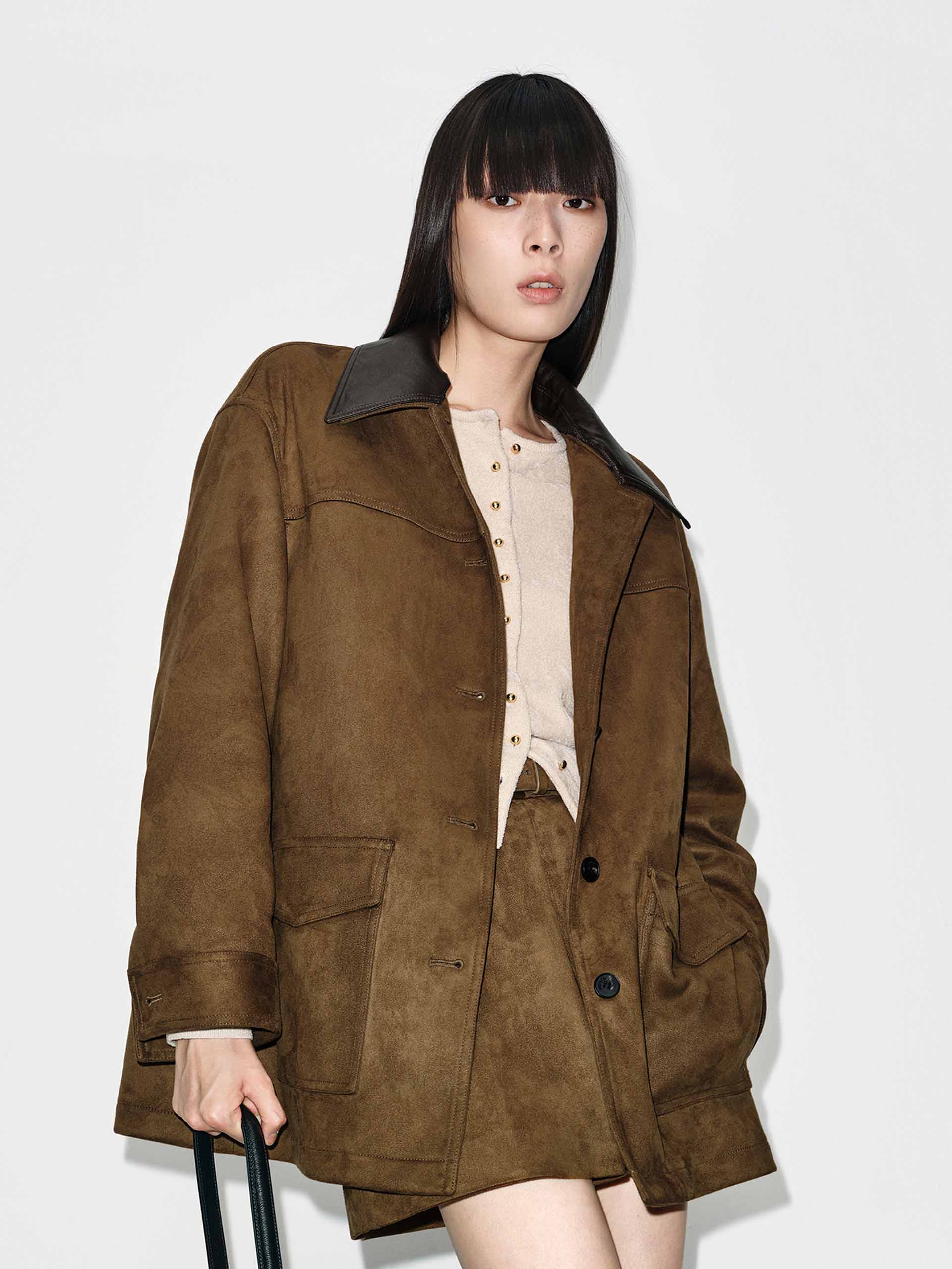Leather Collar Down Jacket - Image 7
