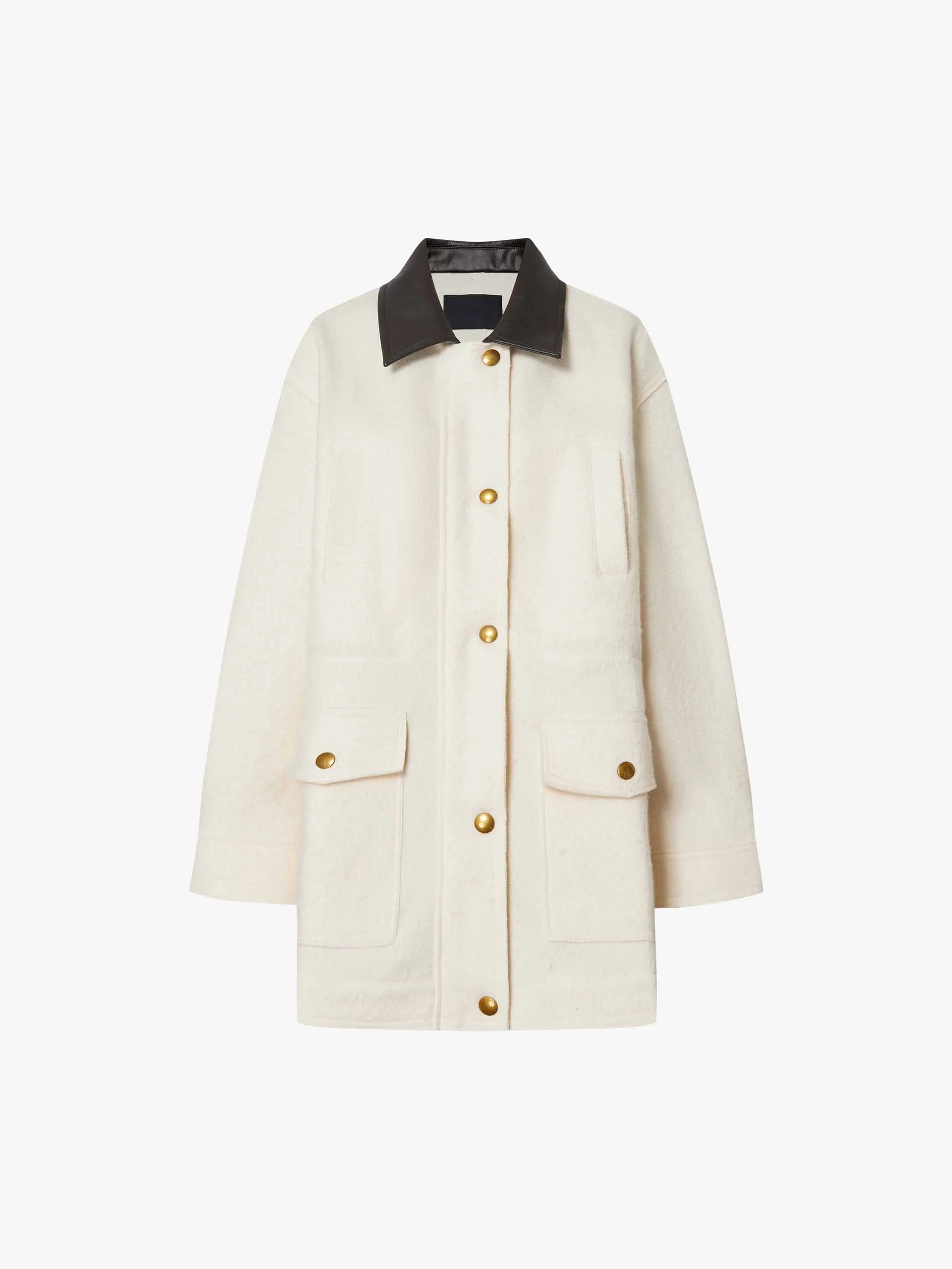 Leather Collar Drawstring Coat - Image 5