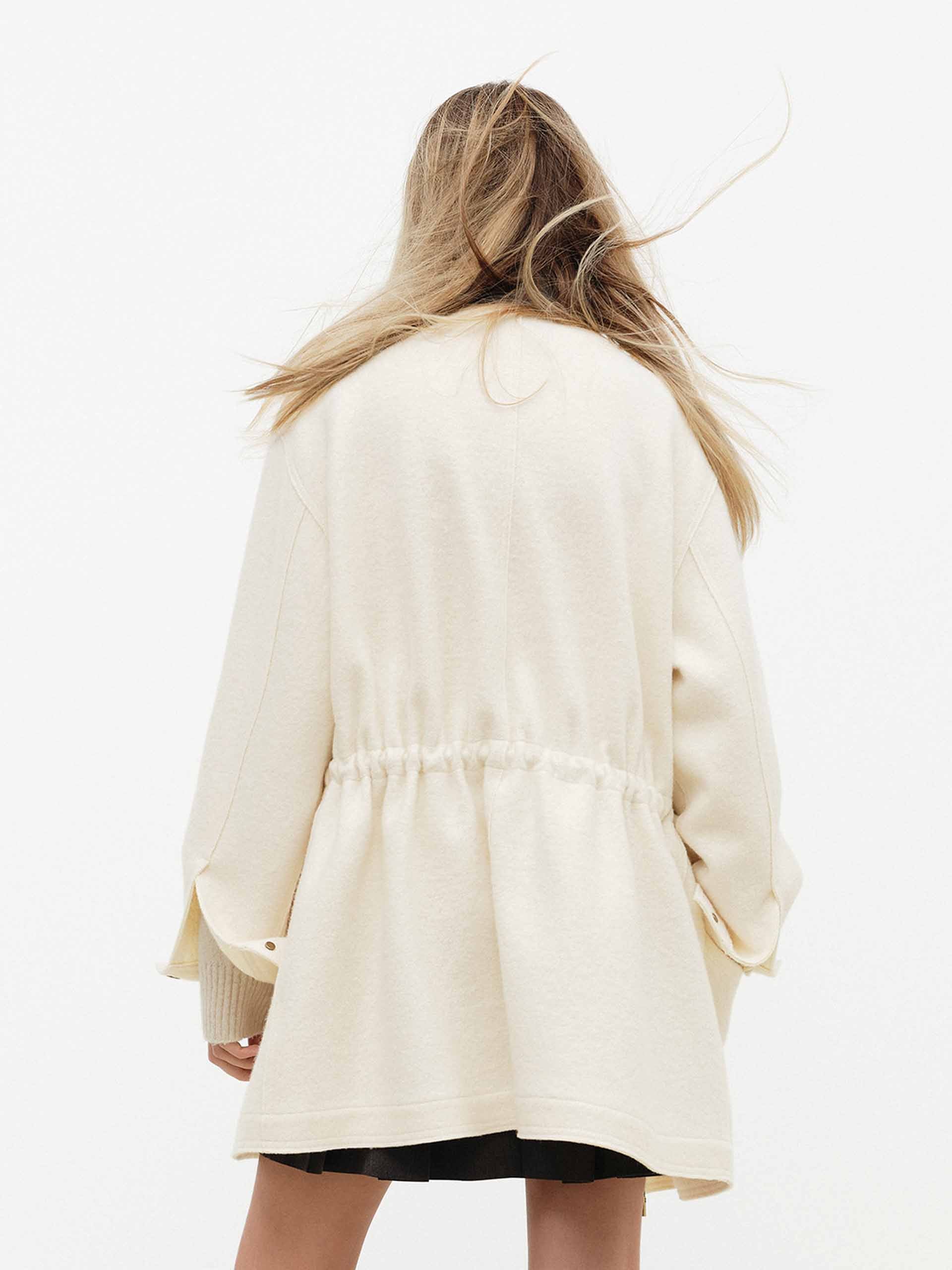 Leather Collar Drawstring Coat - Image 6