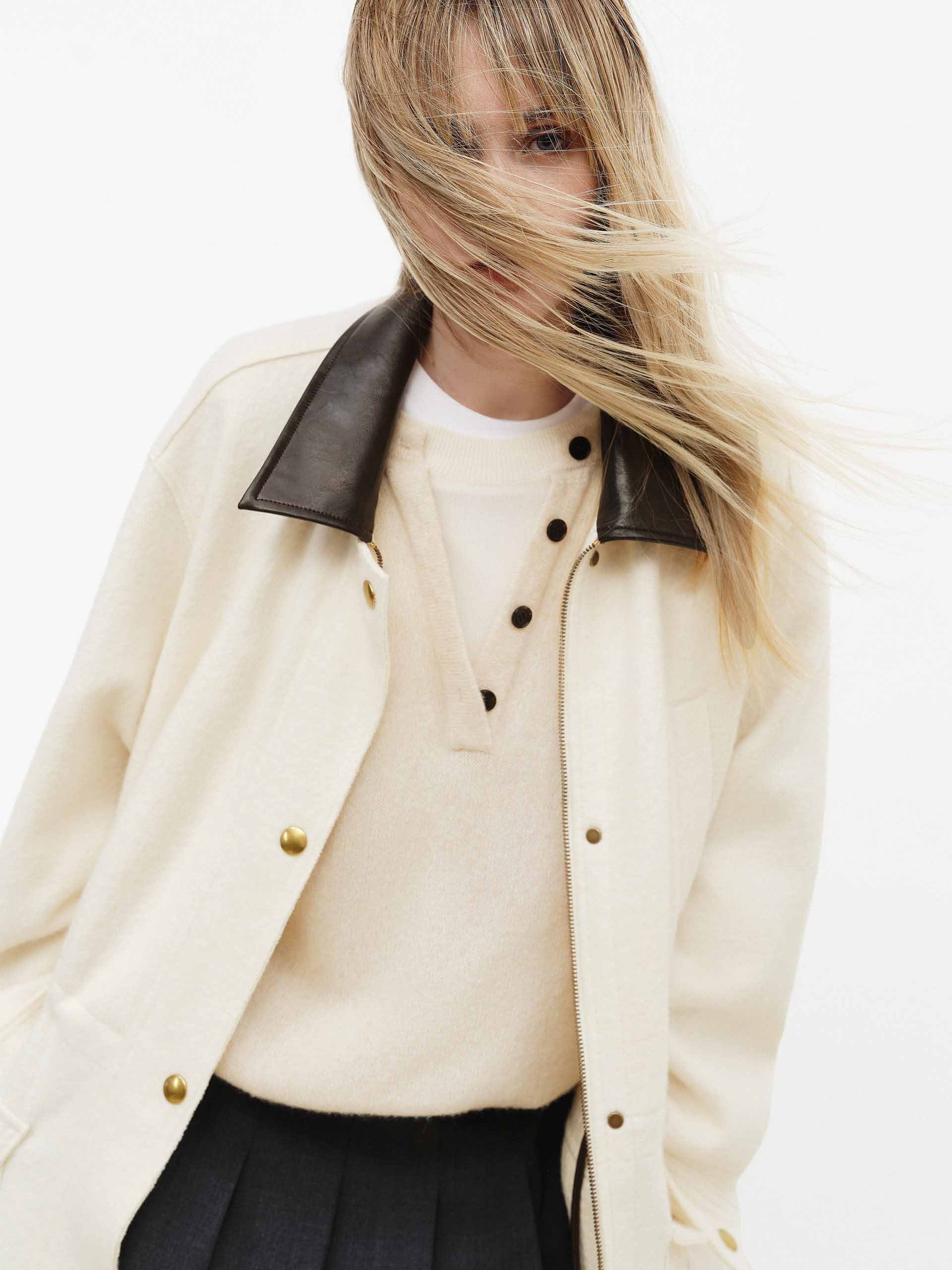 Leather Collar Drawstring Coat - Image 7