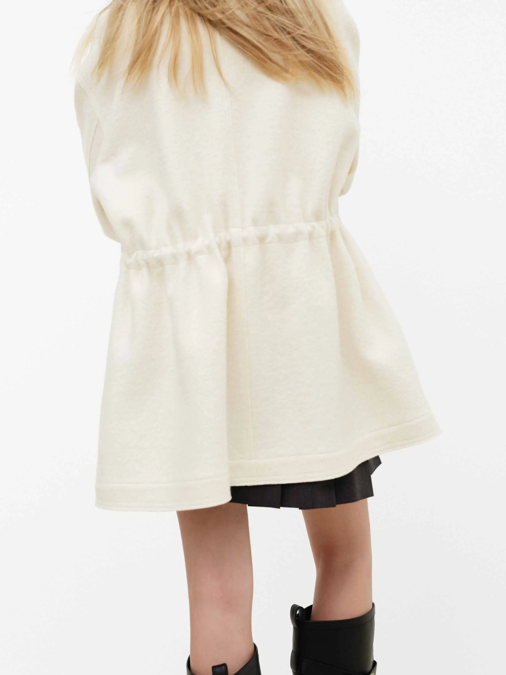 Leather Collar Drawstring Coat - Image 8