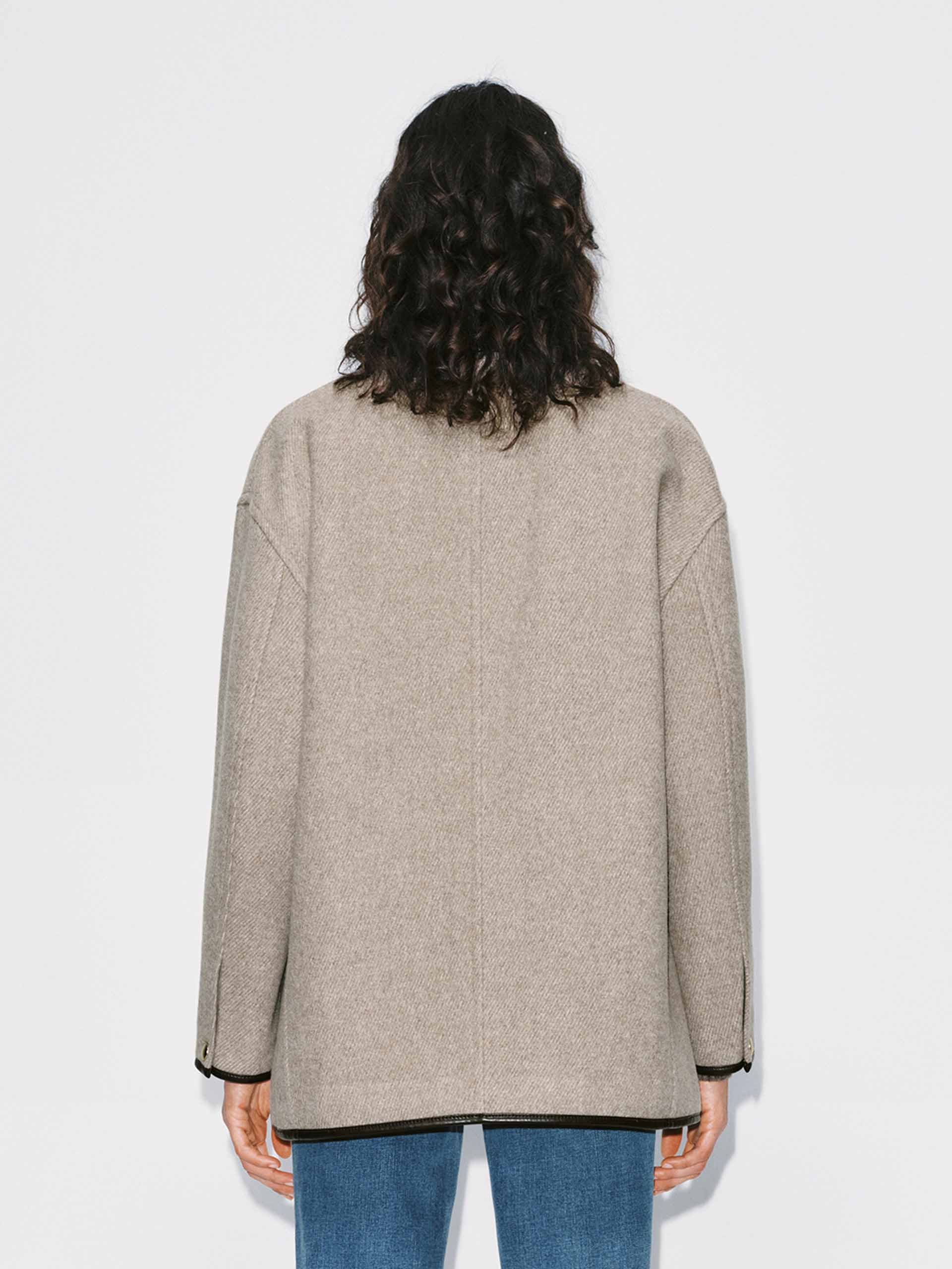 Leather Collar Relaxed Coat - Image 6