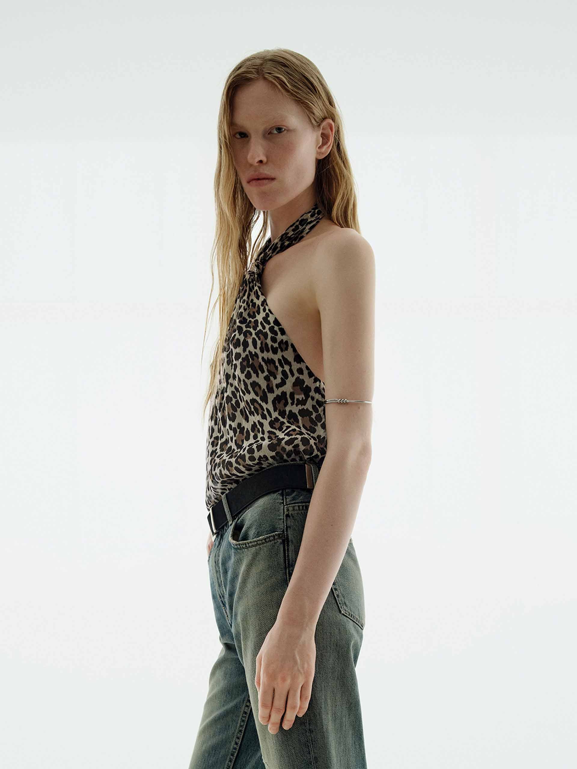Leopard Print Halterneck Blouse - Image 3