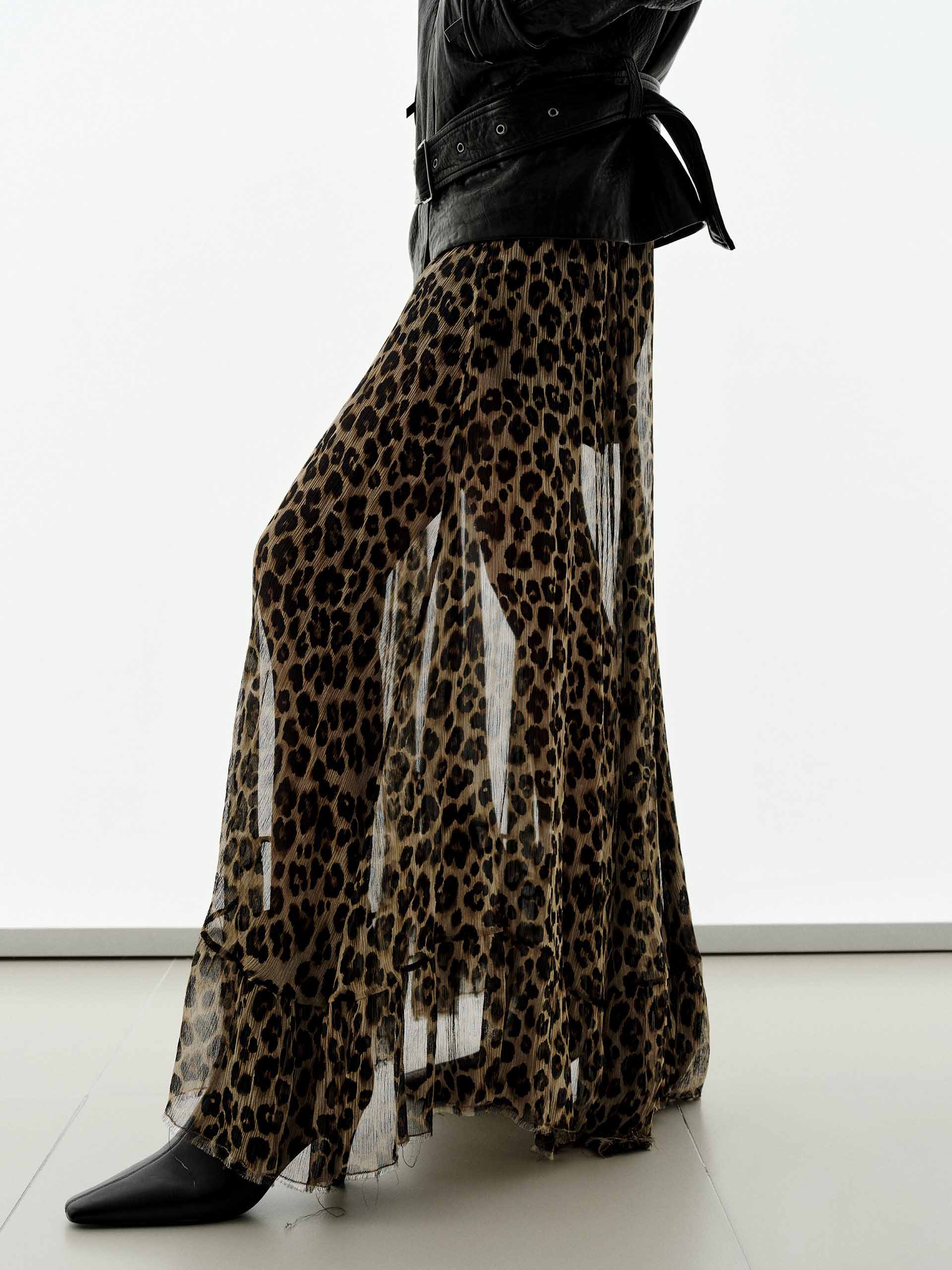 Leopard Print Pure Silk Skirt - Image 3