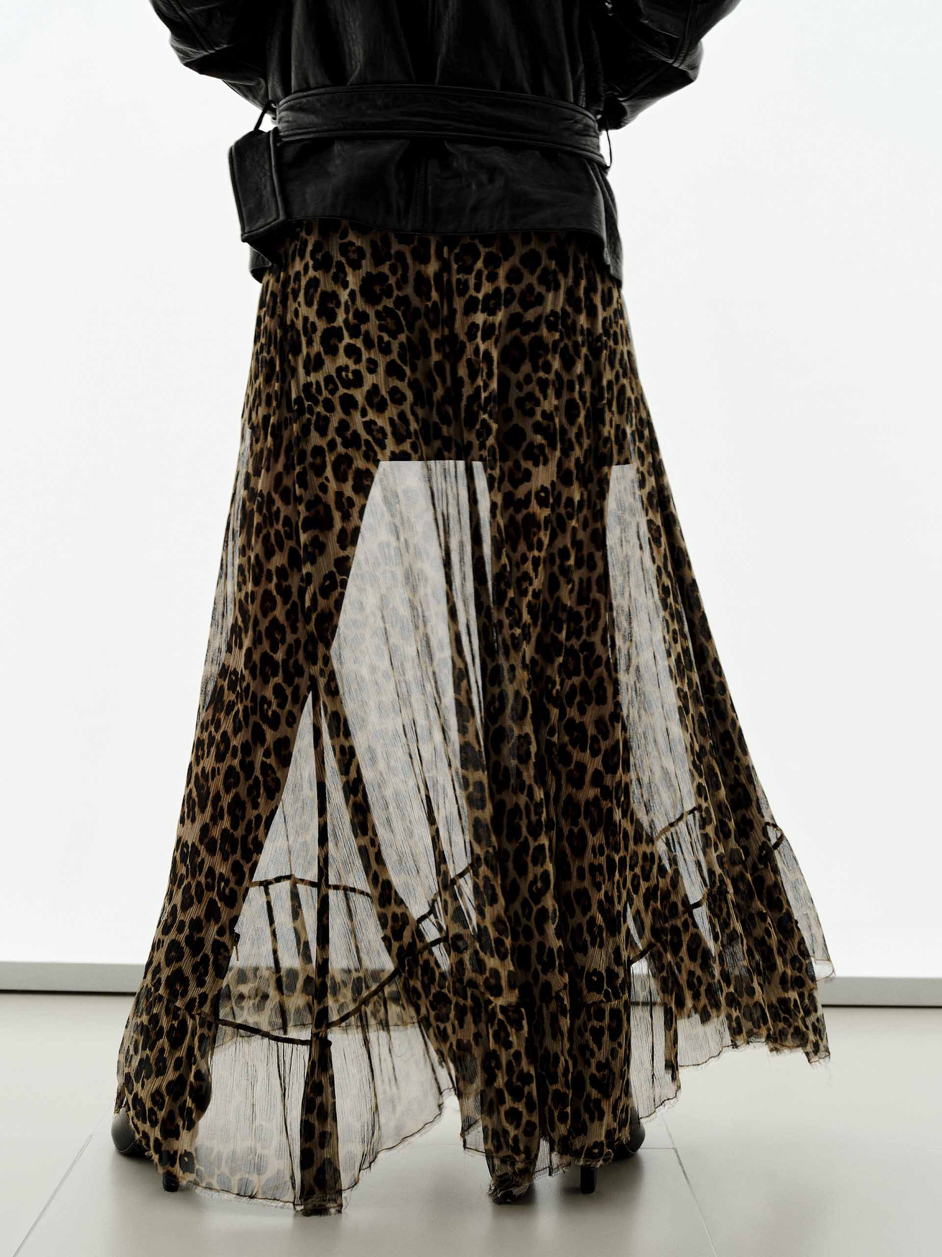 Leopard Print Pure Silk Skirt - Image 6