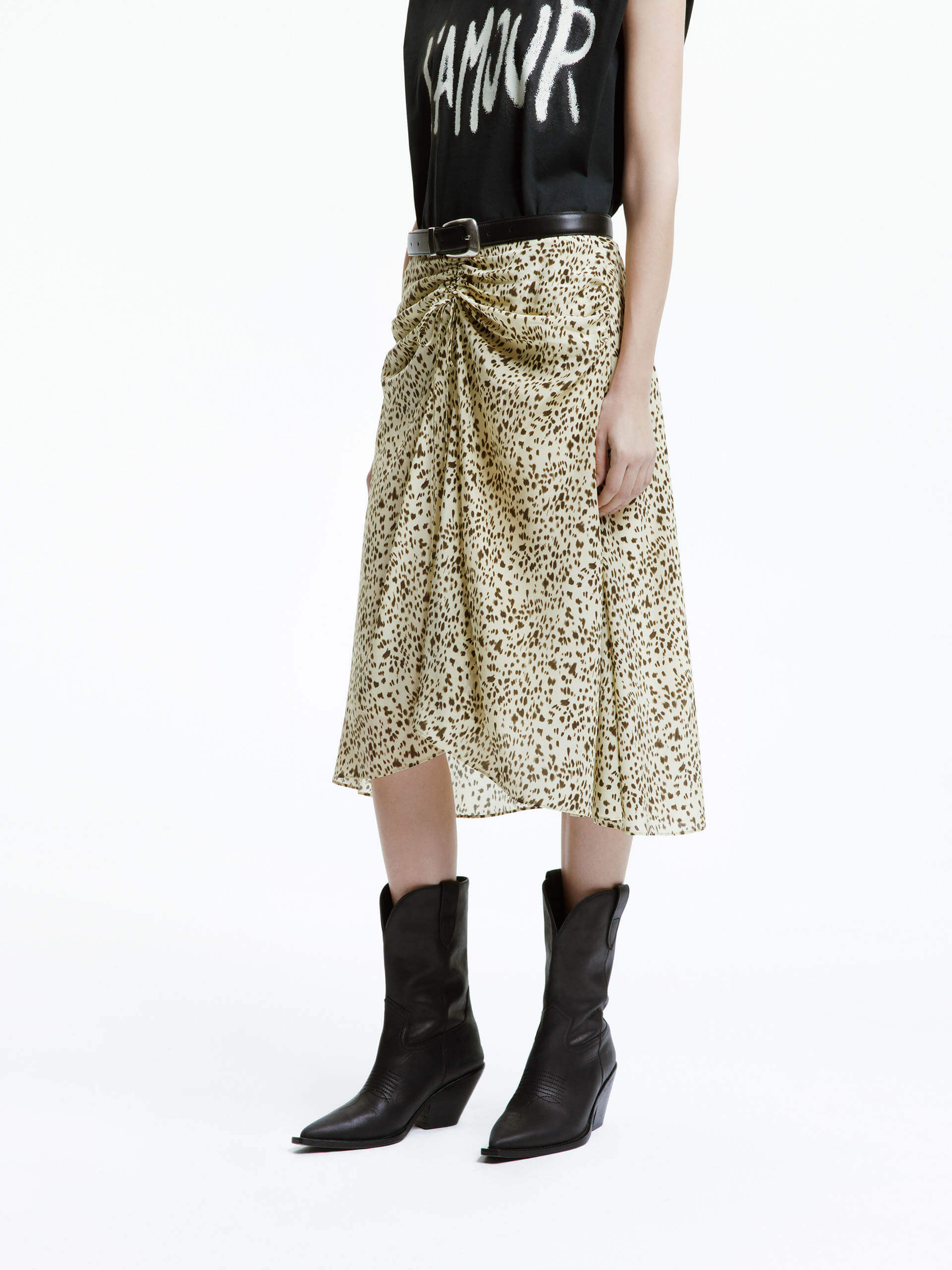 Leopard Print Silk Skirt