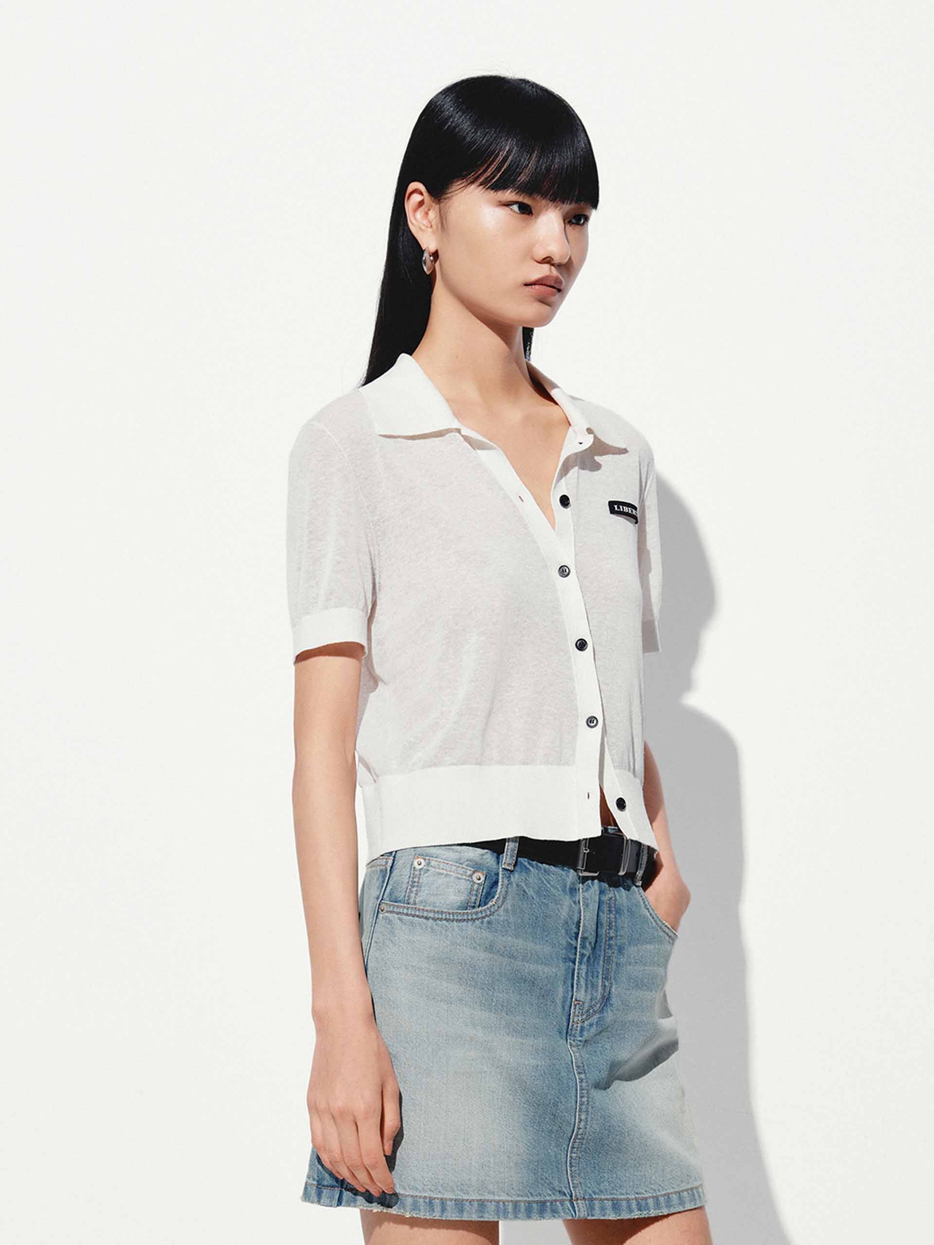 Linen Blend Cropped Cardigan - Image 10
