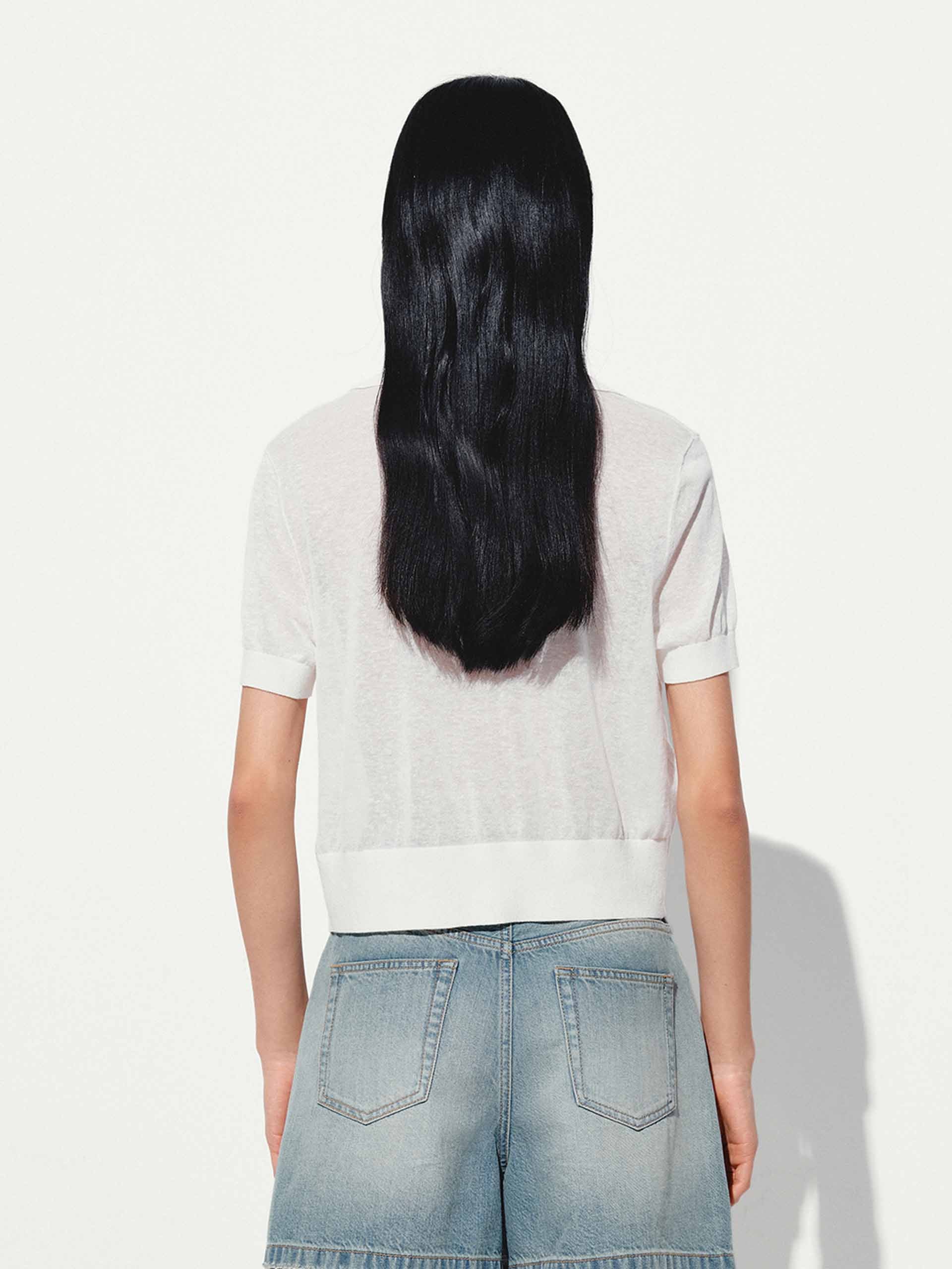 Linen Blend Cropped Cardigan - Image 14