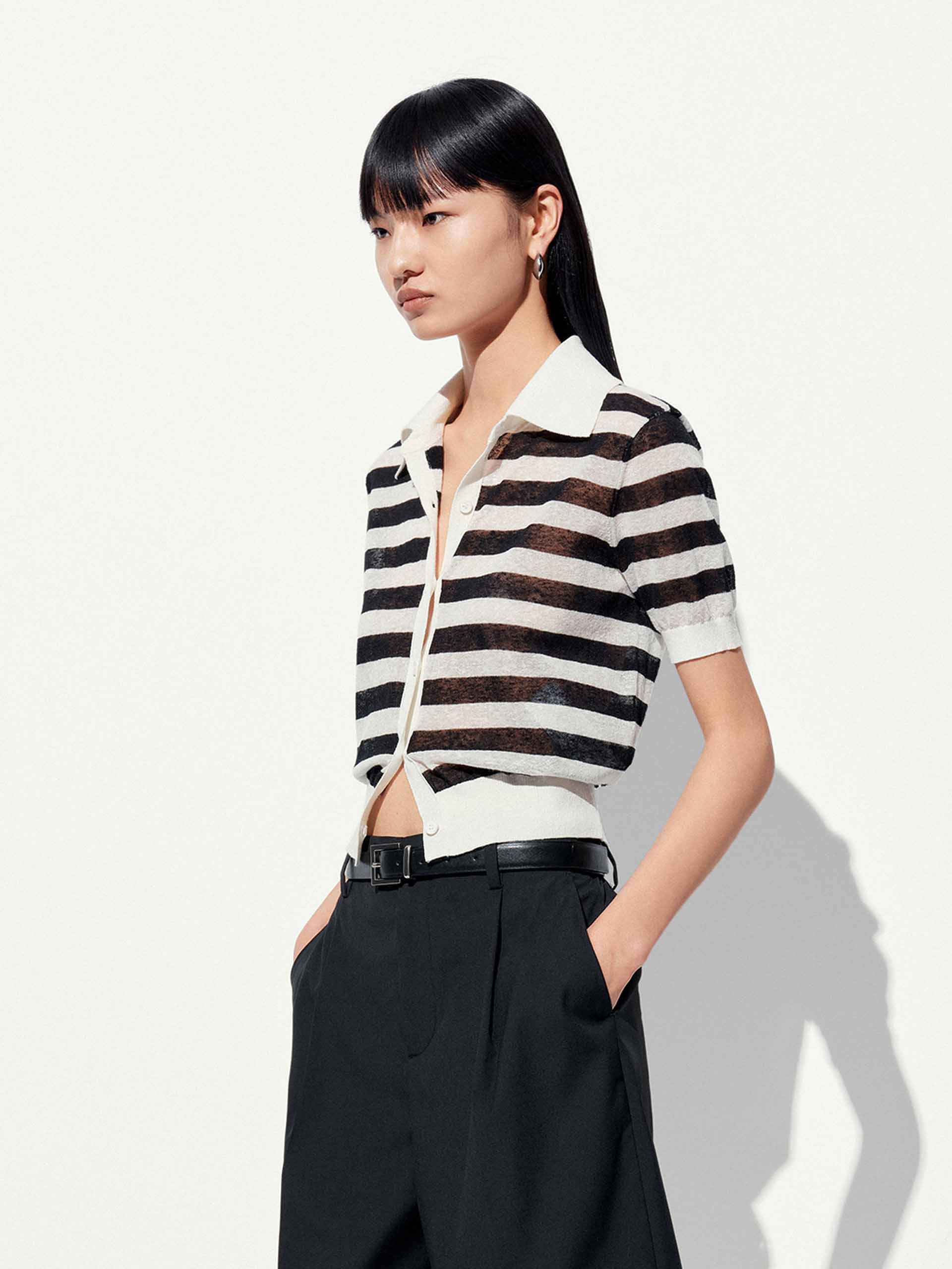 Linen Blend Cropped Cardigan - Image 3