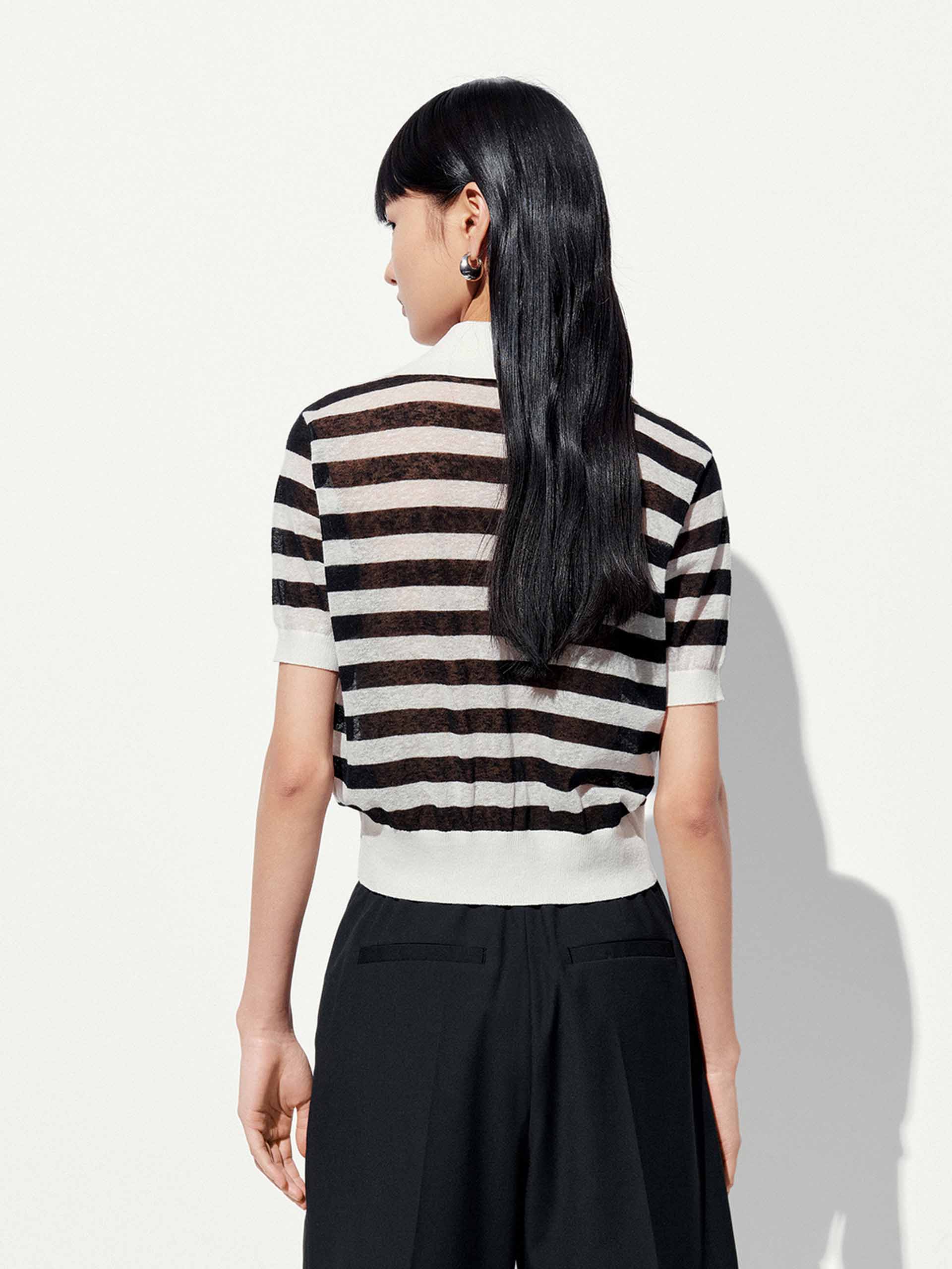Linen Blend Cropped Cardigan - Image 6