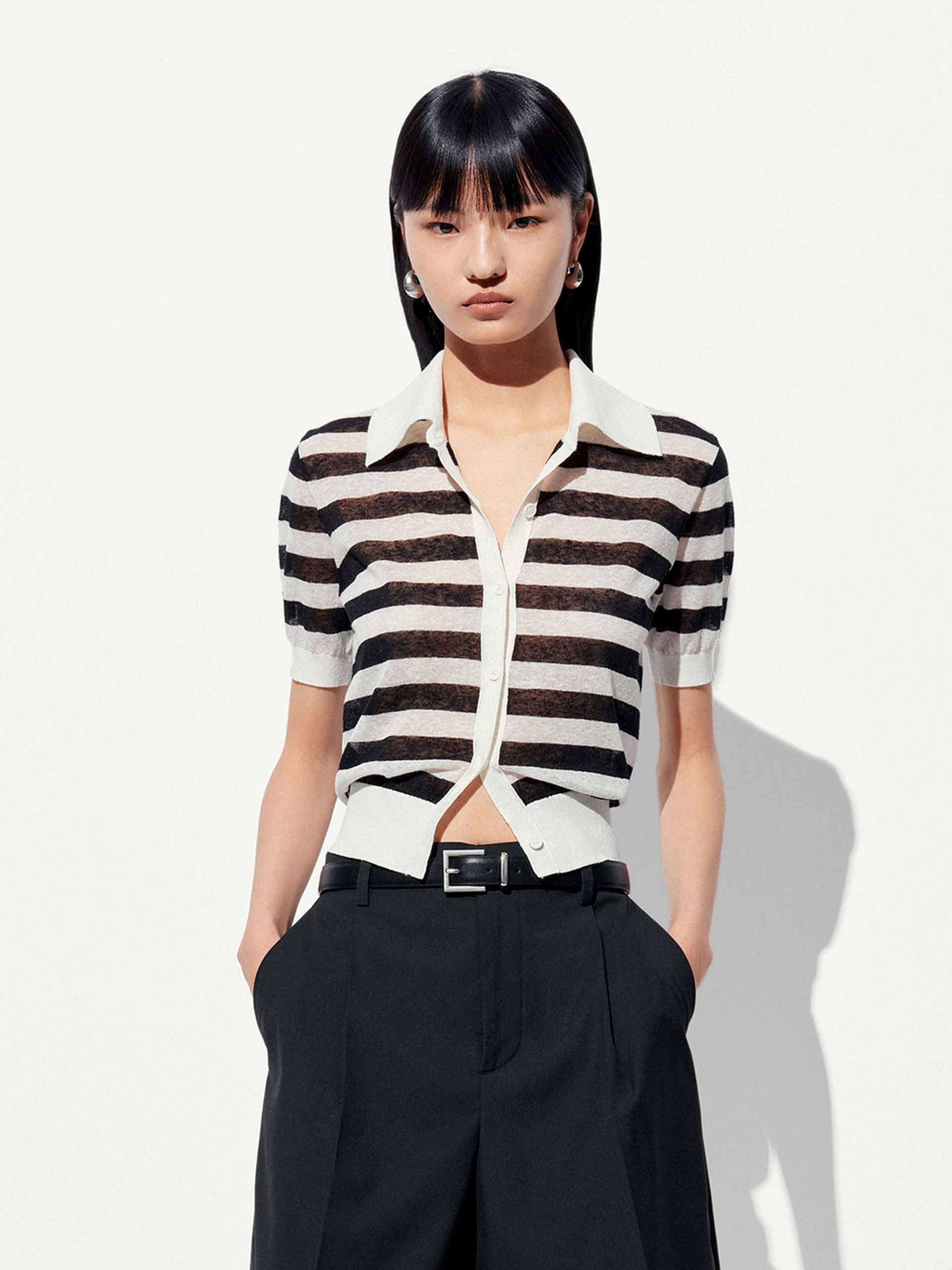 Linen Blend Cropped Cardigan - Image 7