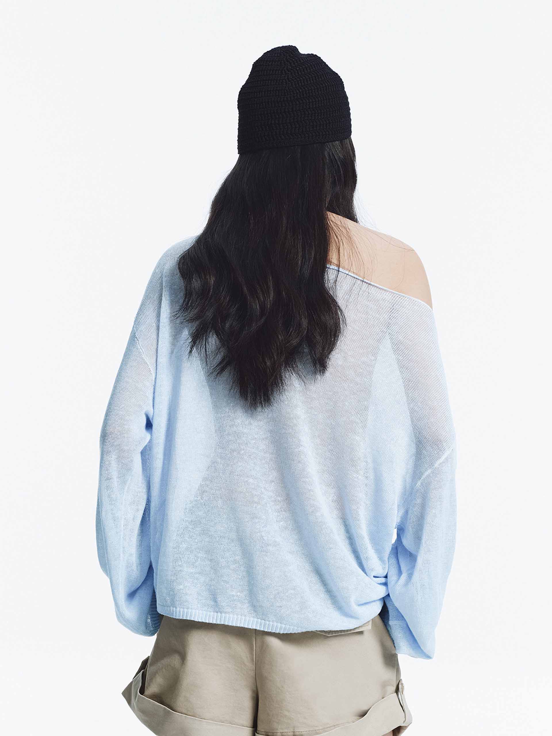 Linen Blend Letter Knit Top - Image 3