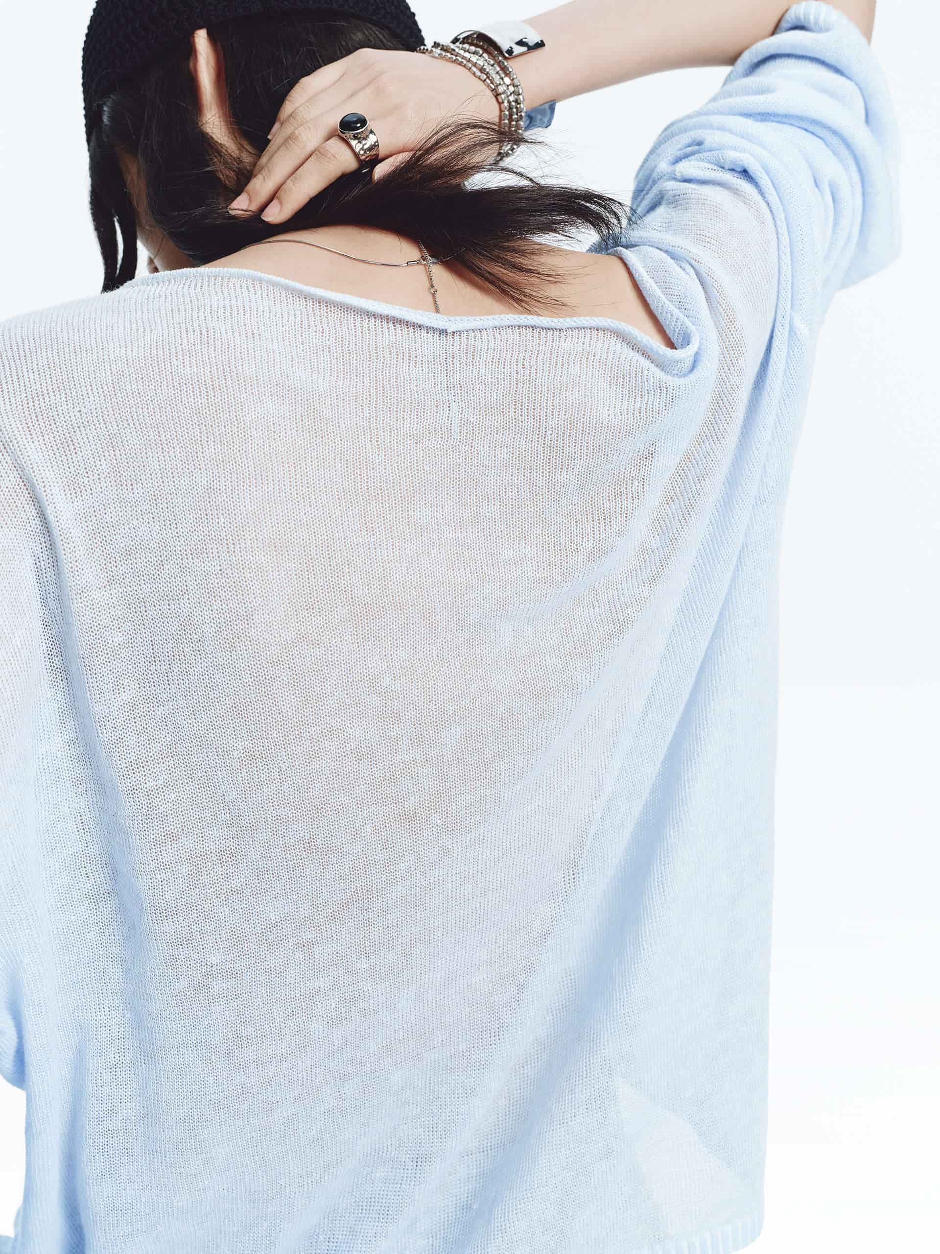Linen Blend Letter Knit Top - Image 7