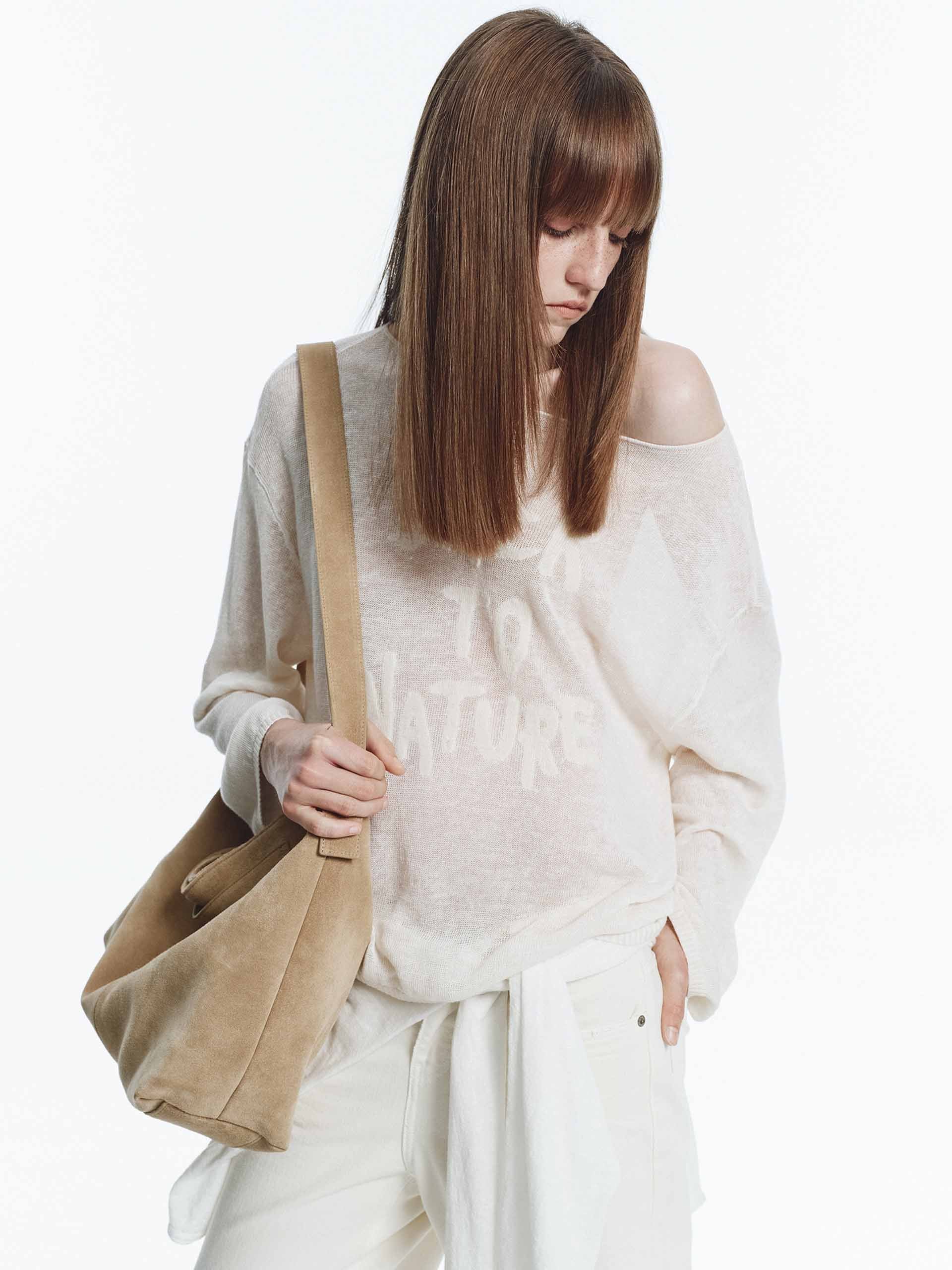 Linen Blend Letter Knit Top - Image 9