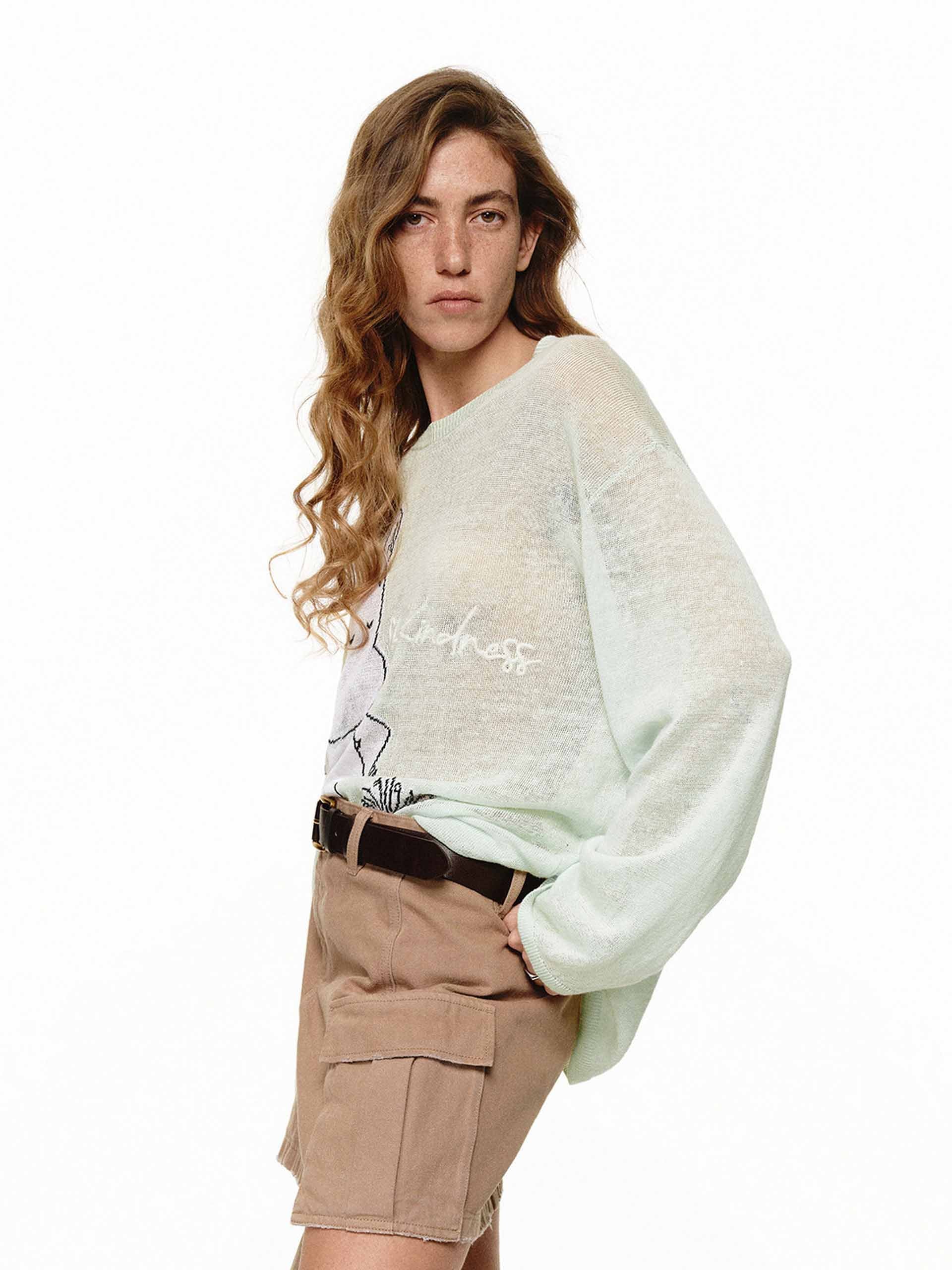 Linen Cotton Crochet Sweater - Image 11