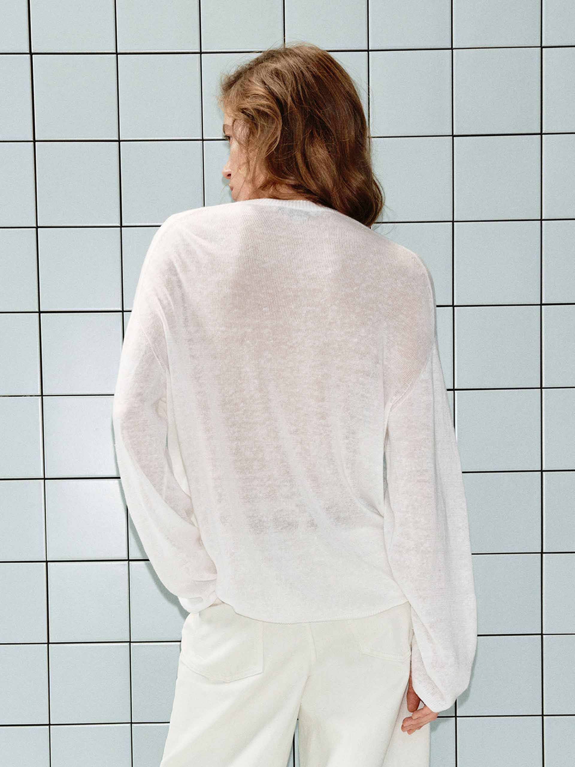 Linen Cotton Crochet Sweater - Image 6