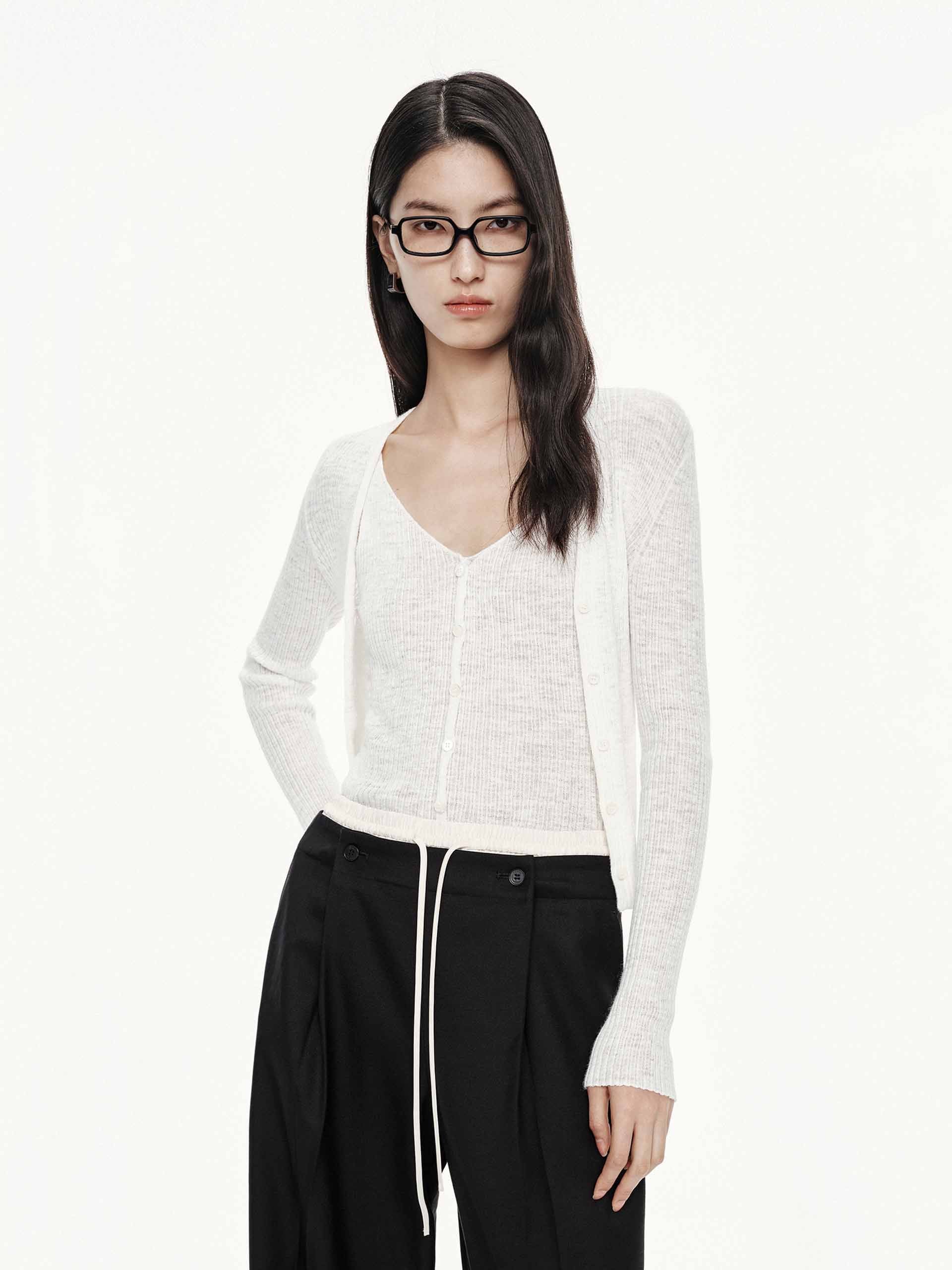Linen Cotton V-neck Cardigan