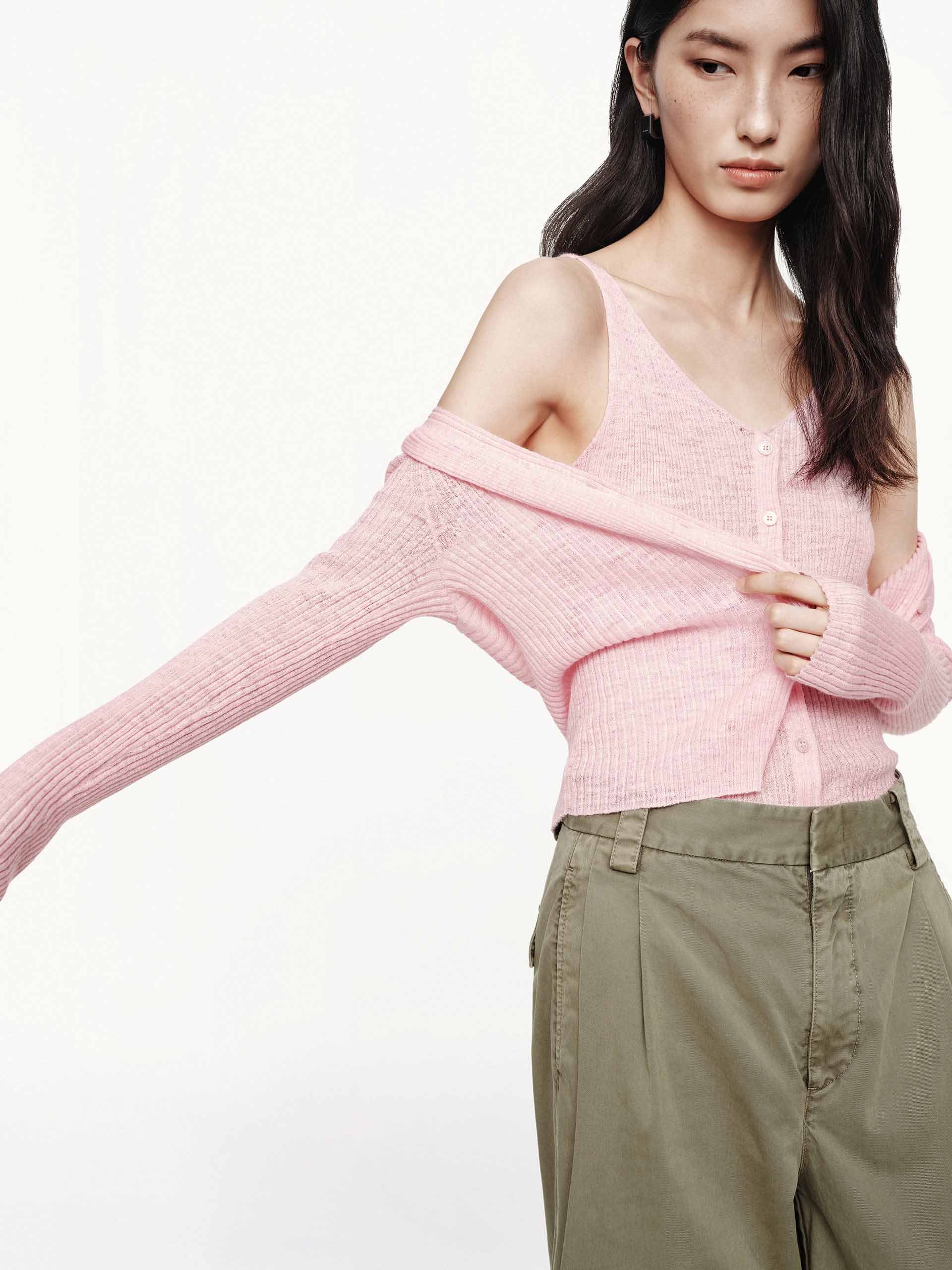 Linen Cotton V-neck Cardigan - Image 15