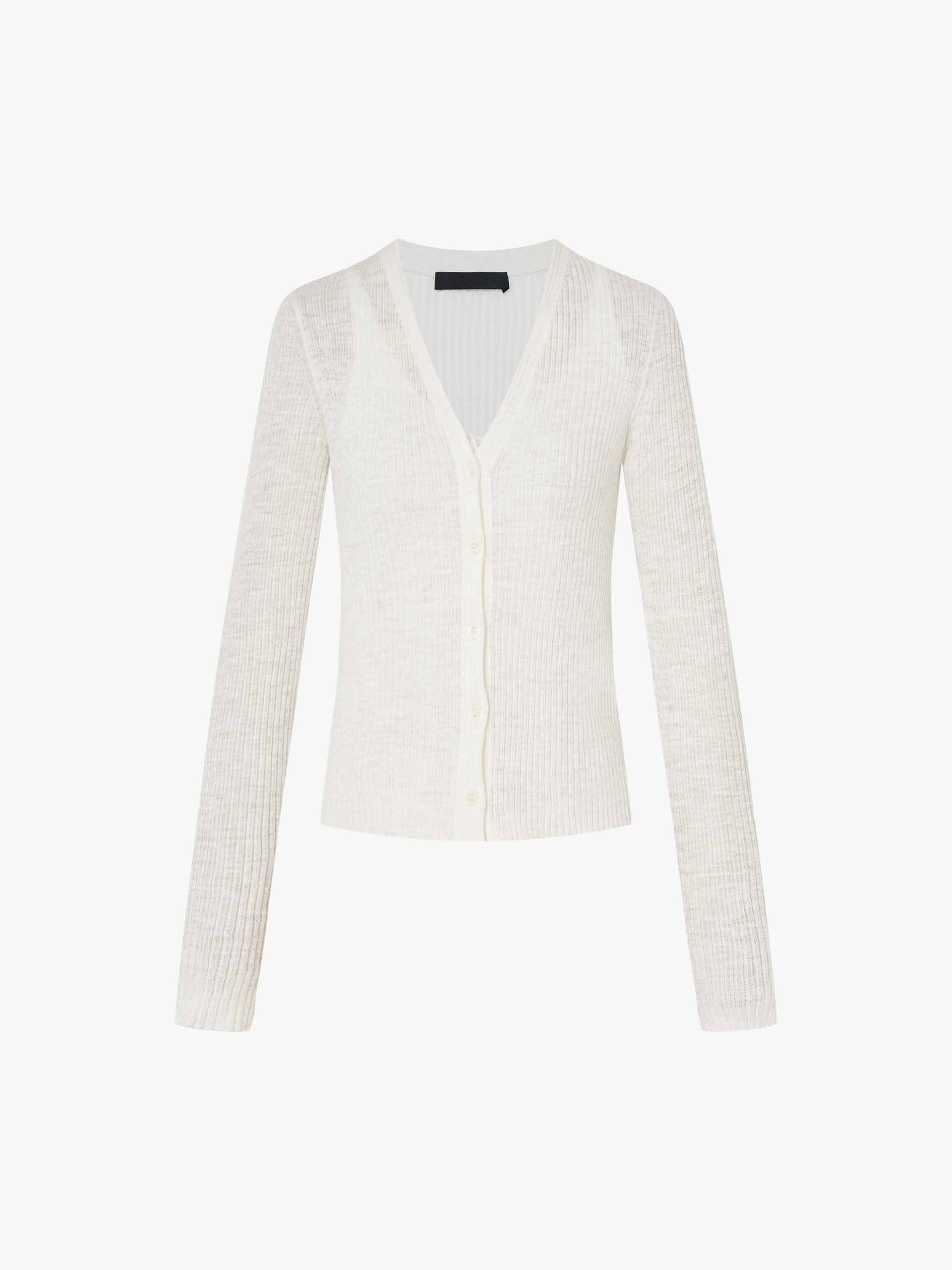 Linen Cotton V-neck Cardigan - Image 5