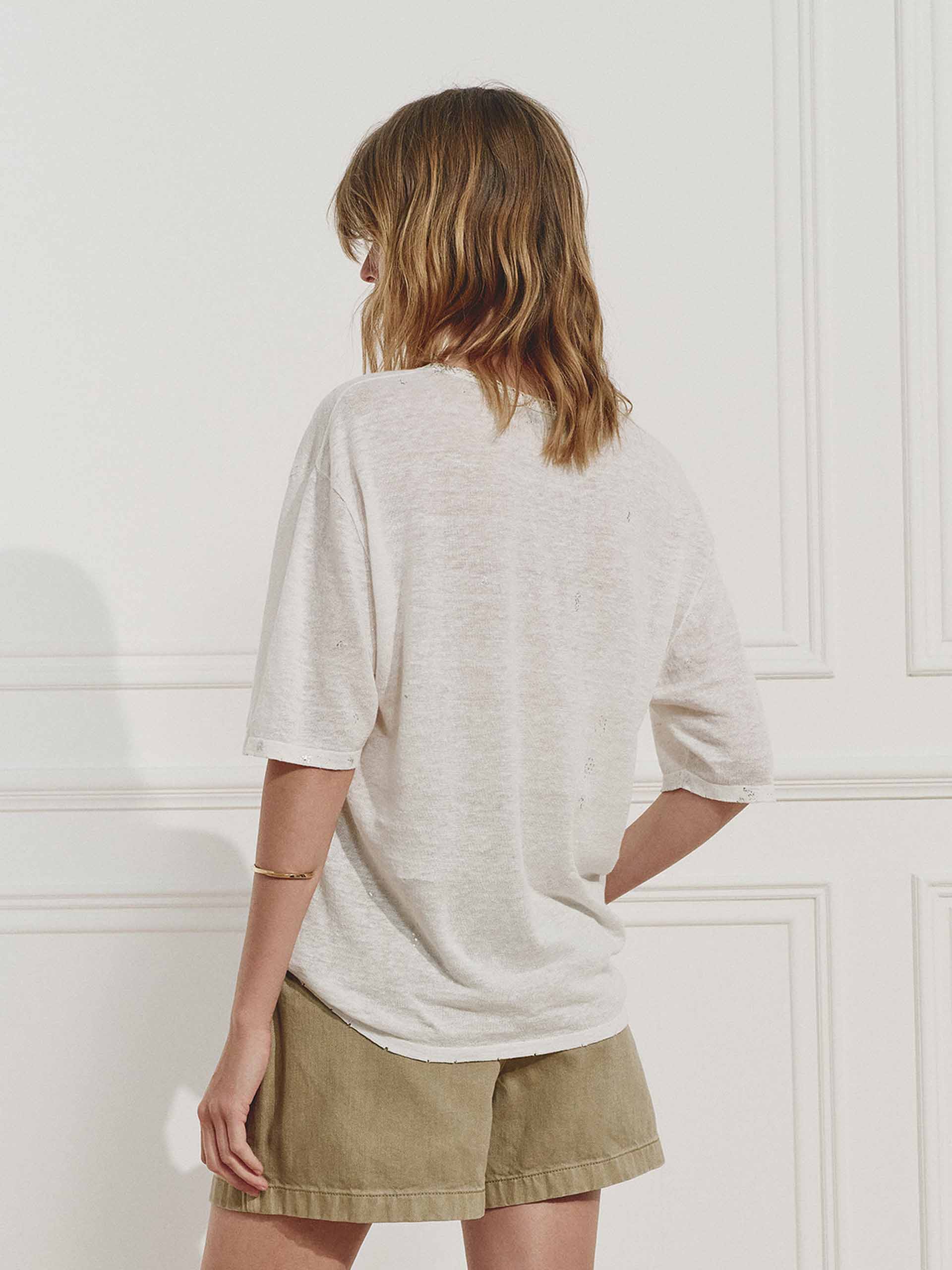 Linen Cotton V-neck Top - Image 3