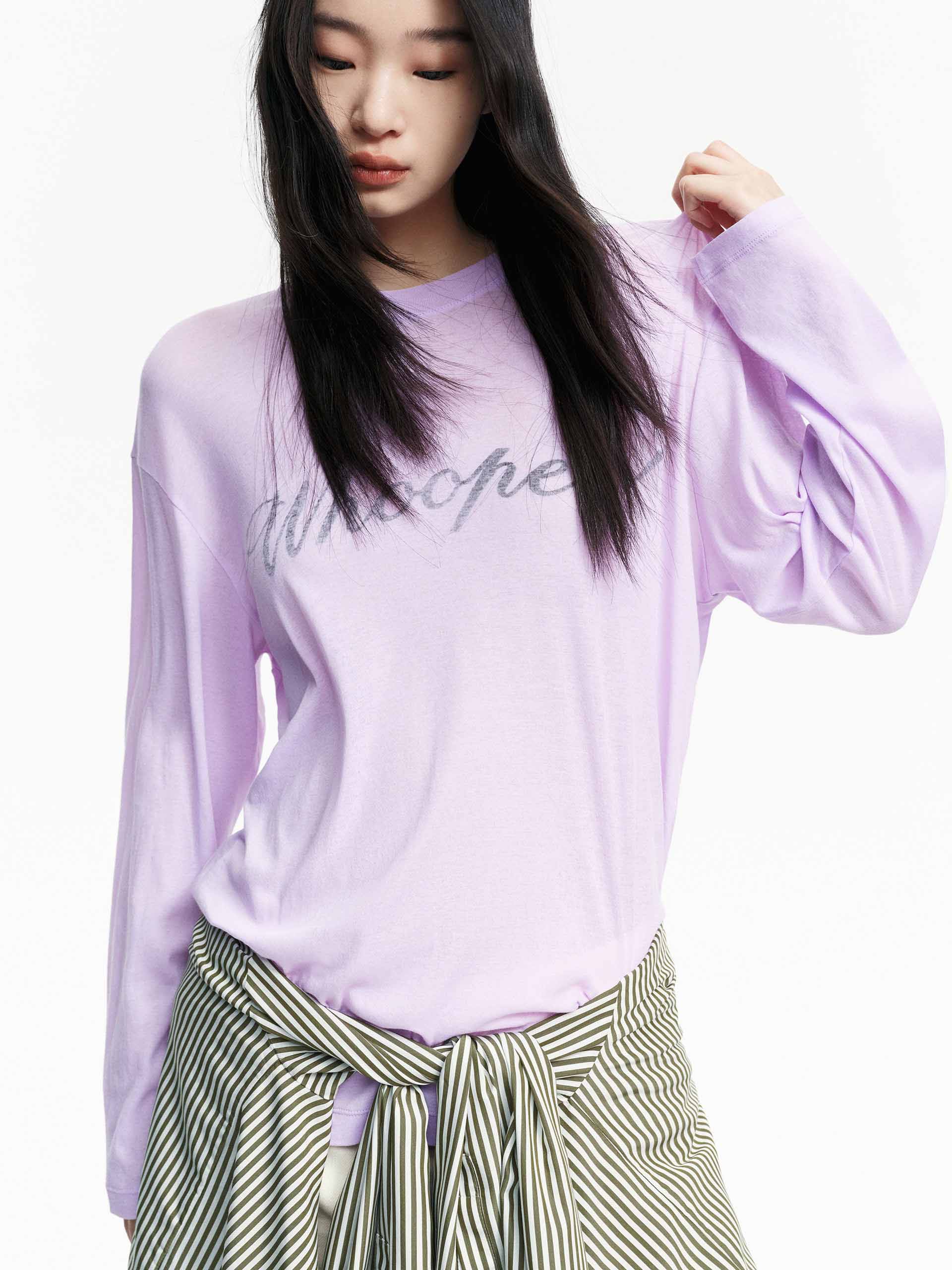 Long Sleeves Letter T-shirt