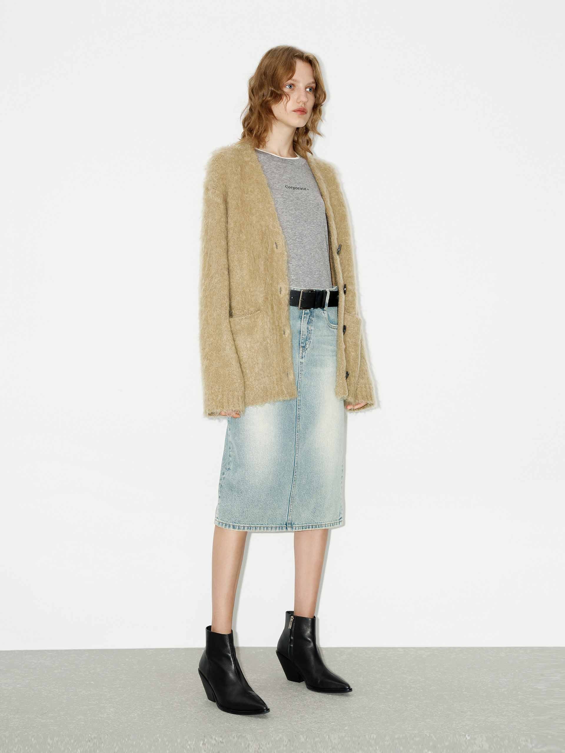 Loose Brushed Knit Cardigan - Image 6
