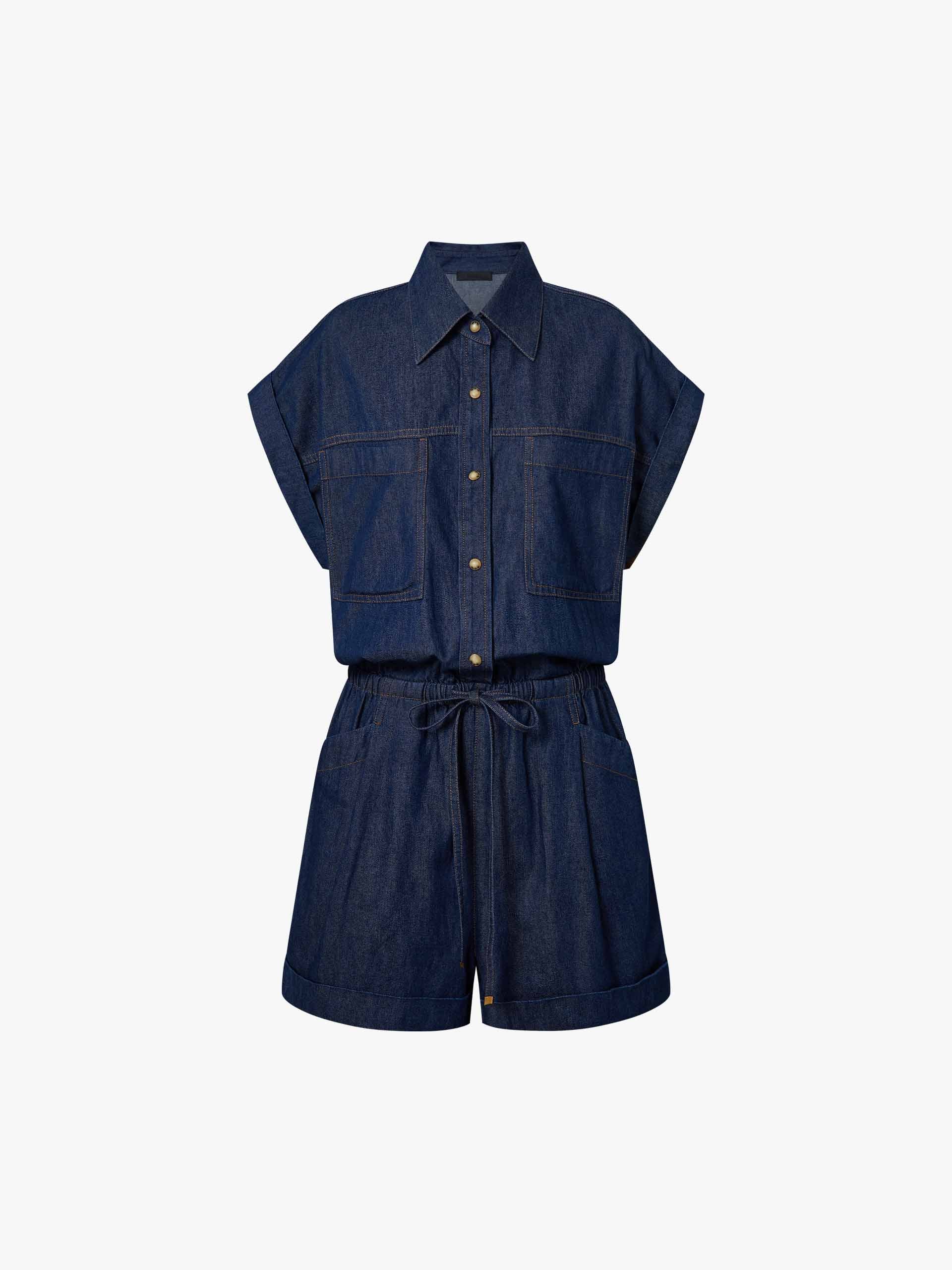 Metal Button Denim Jumpsuit