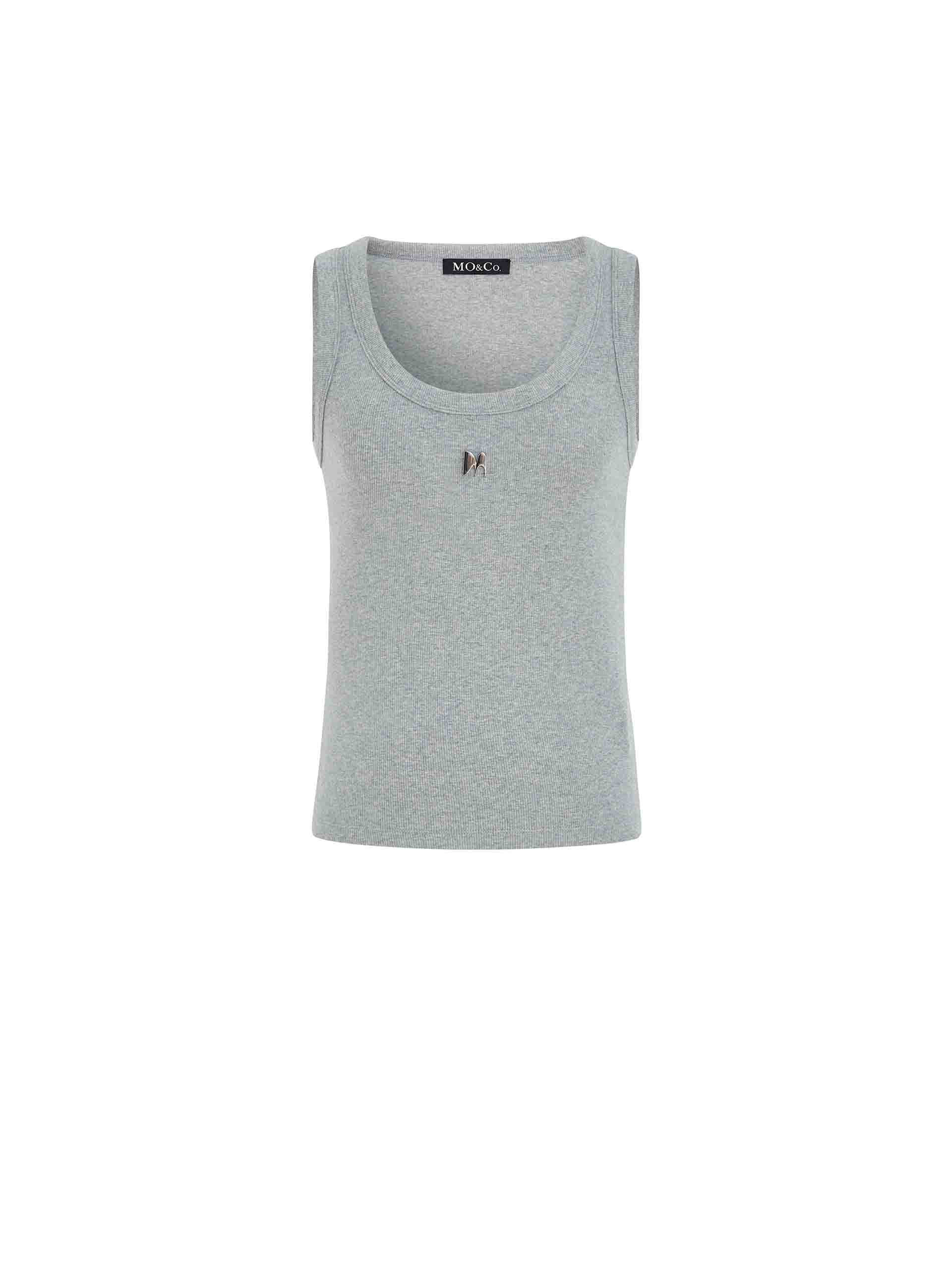 Metal M Detail Ribbed Tank Top - Image 13