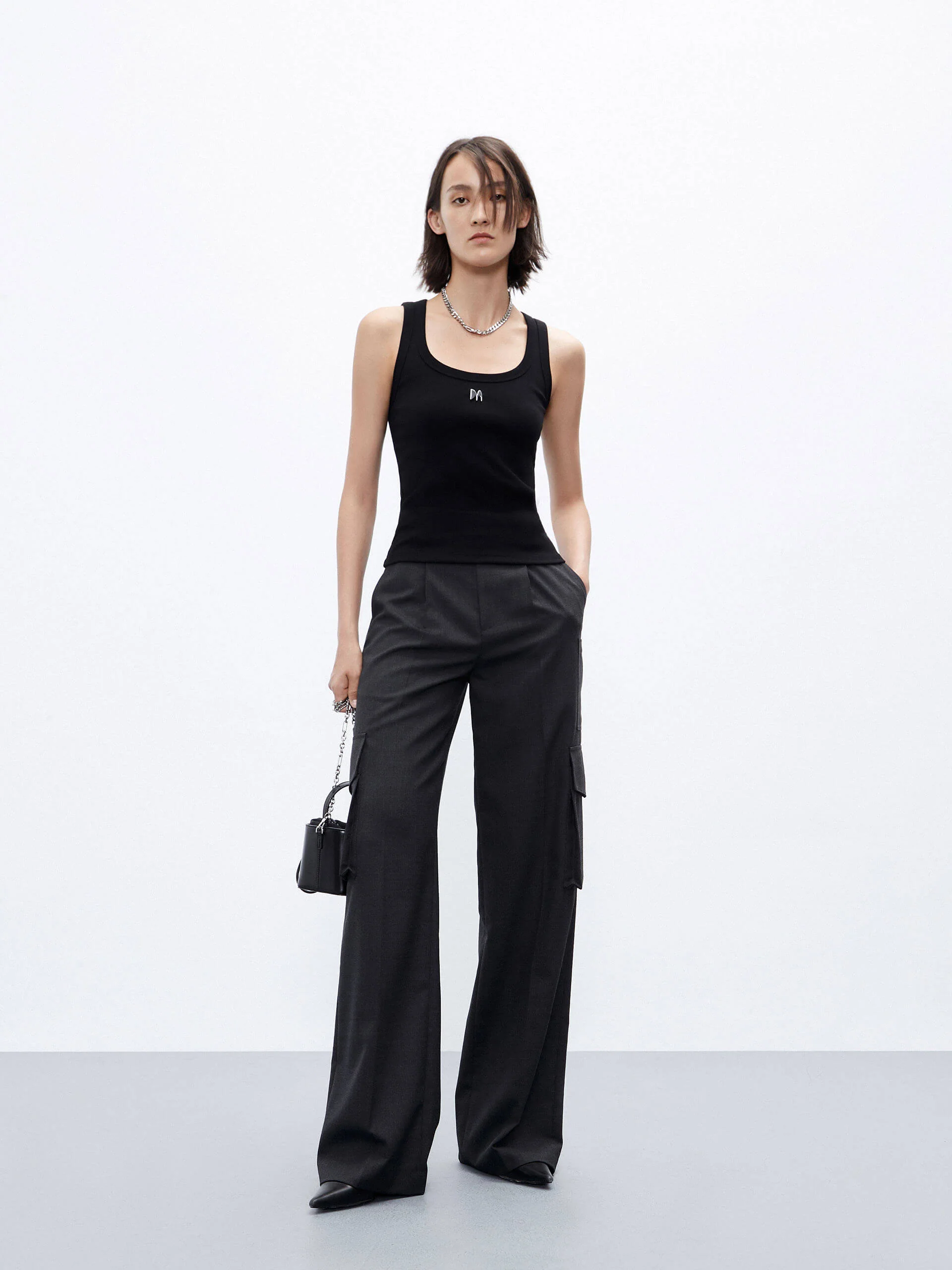 Metal M Detail Ribbed Tank Top - Image 21