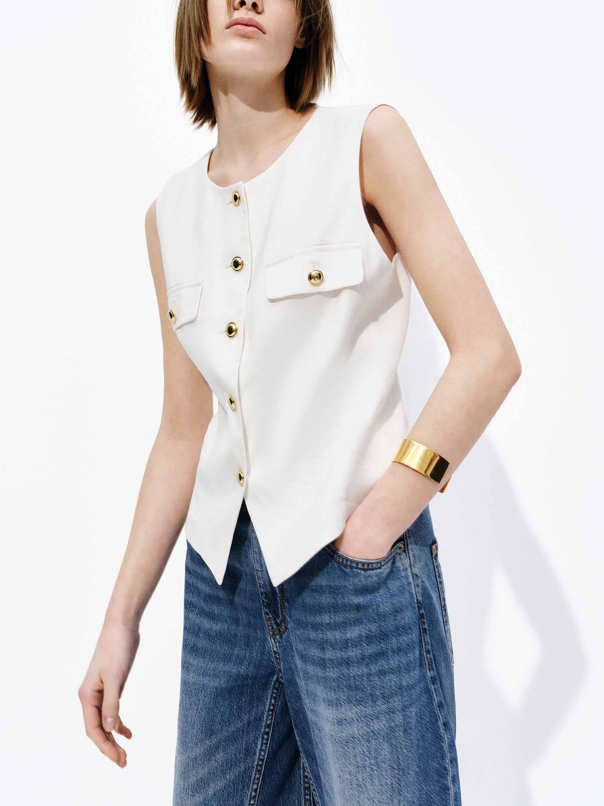 Metallic Button Tailored Waistcoat - Image 8