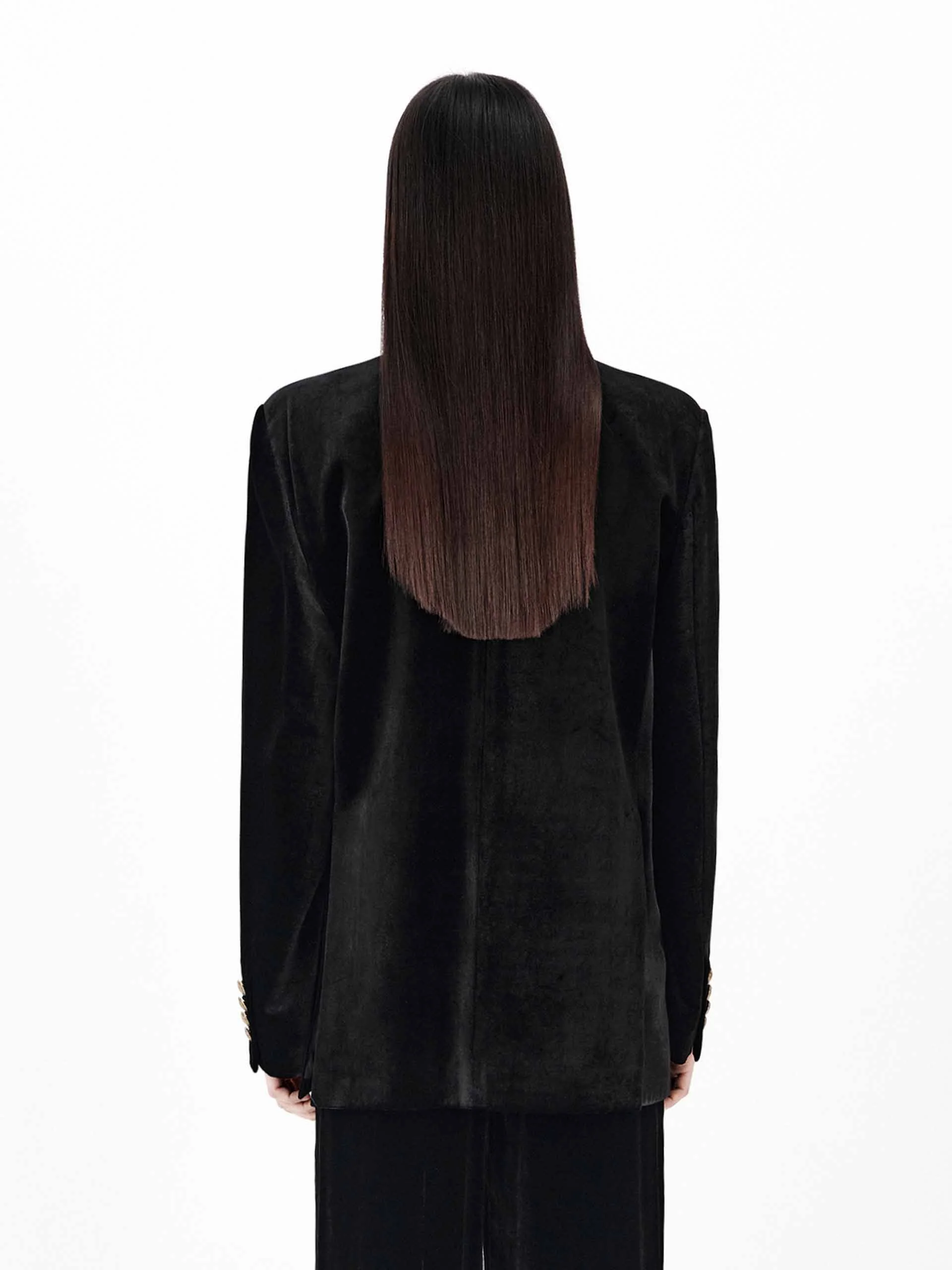 Metallic Button Velvet Blazer - Image 3