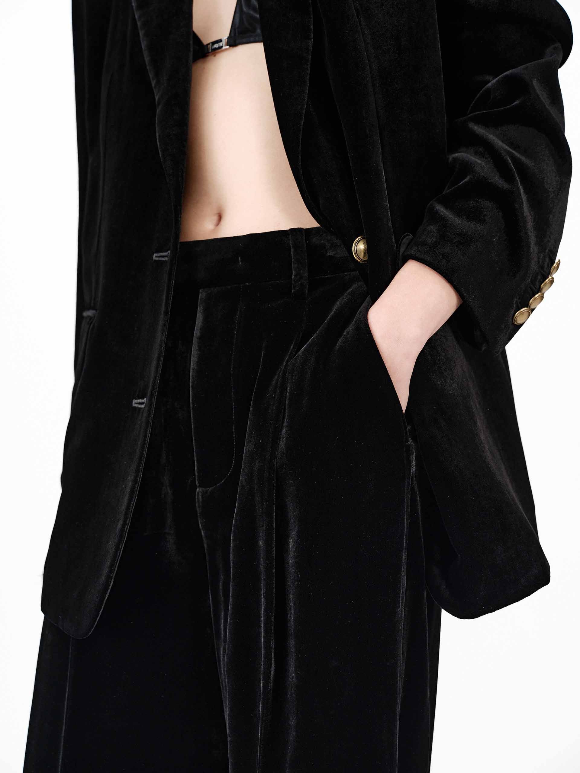 Metallic Button Velvet Blazer - Image 6