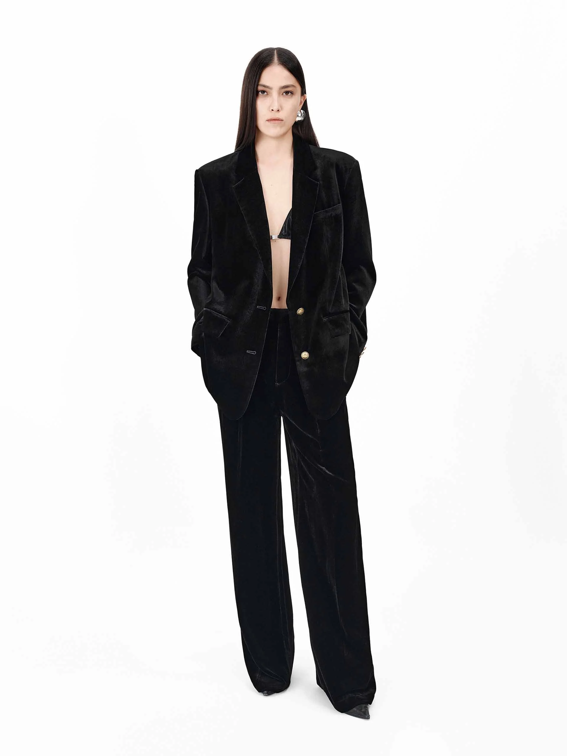 Metallic Button Velvet Blazer - Image 8
