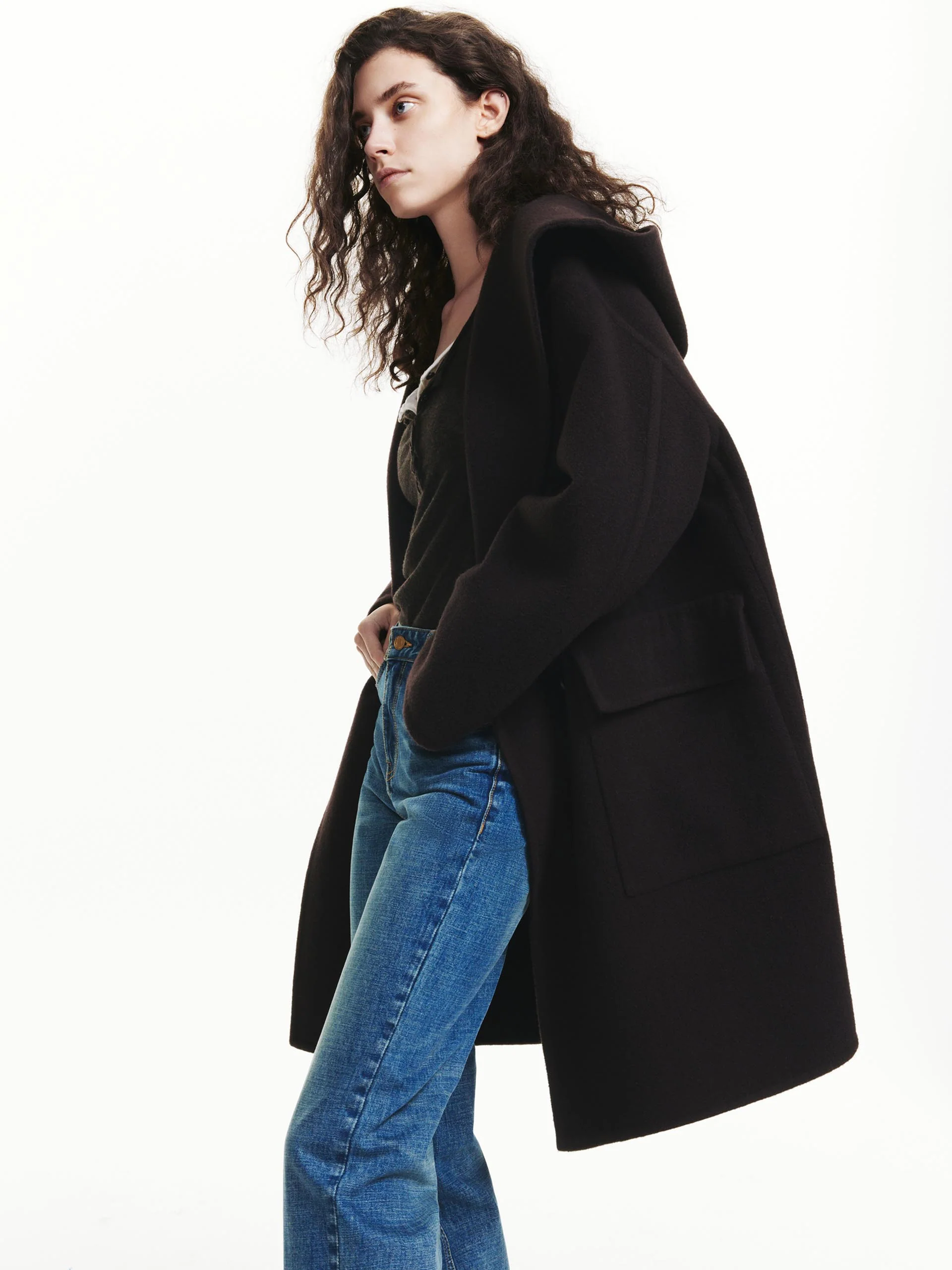 Midi Hooded Wool Coat - Image 13