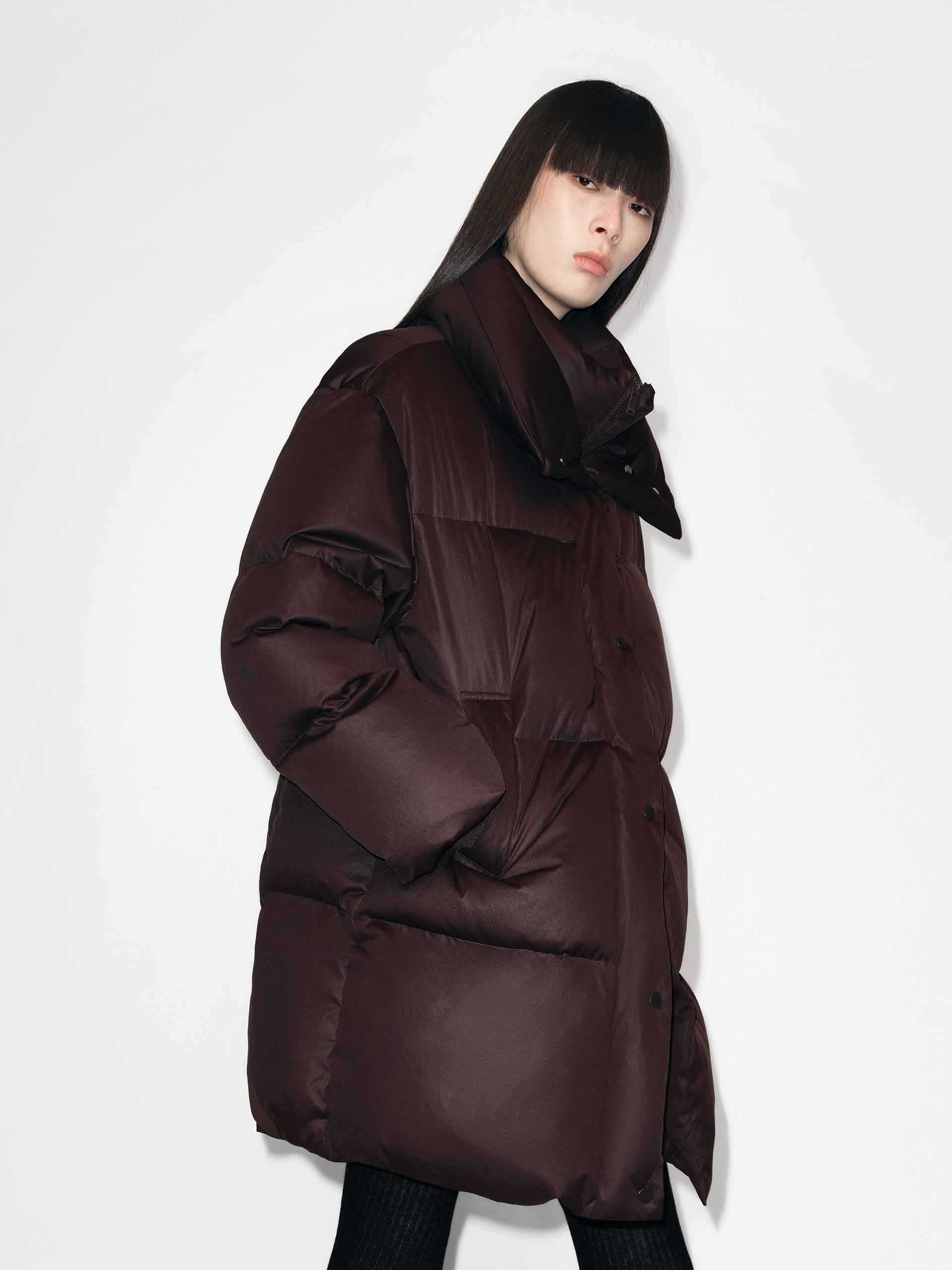 Midi Length Brown Down Jacket - Image 3