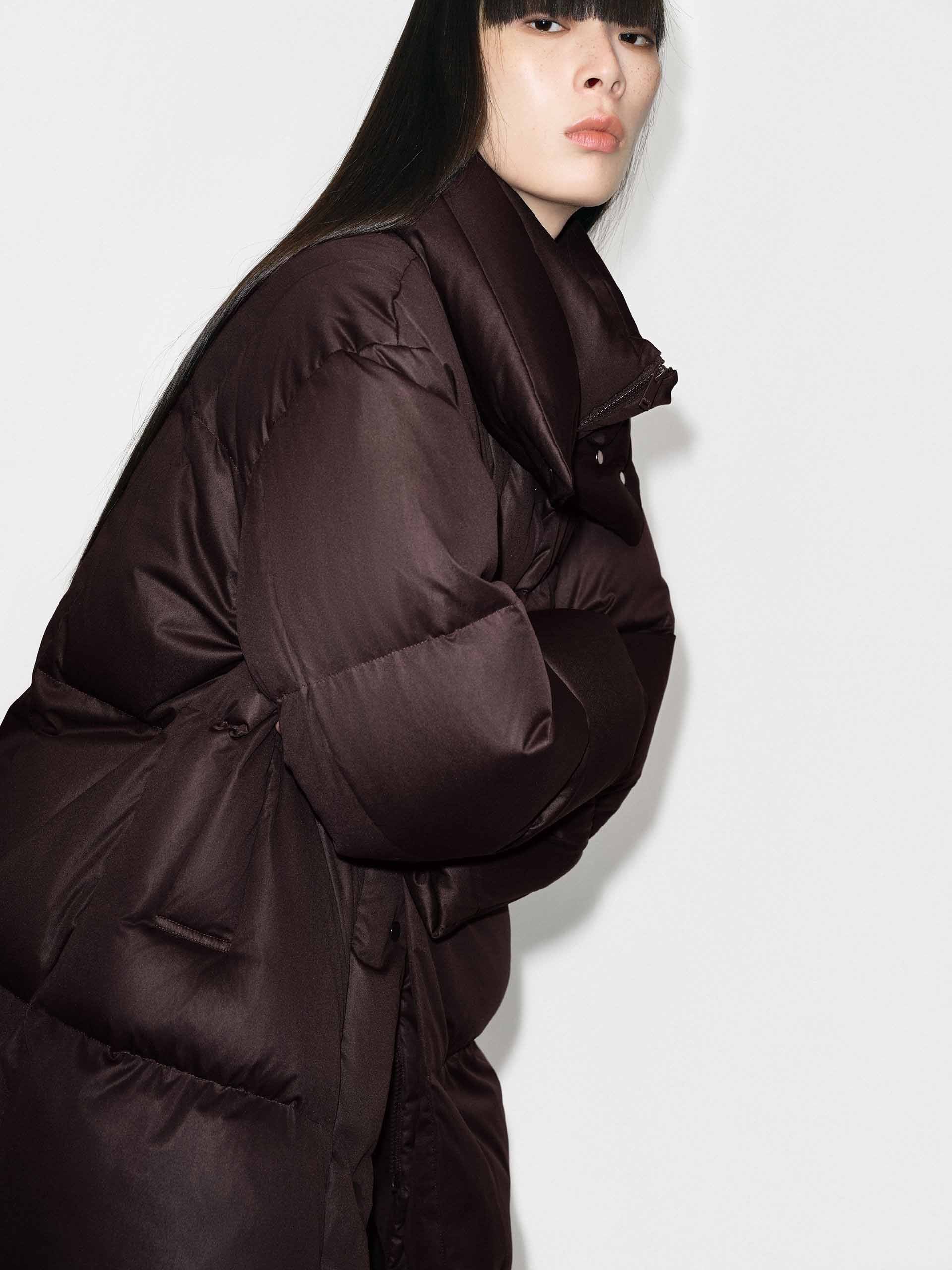 Midi Length Brown Down Jacket - Image 8
