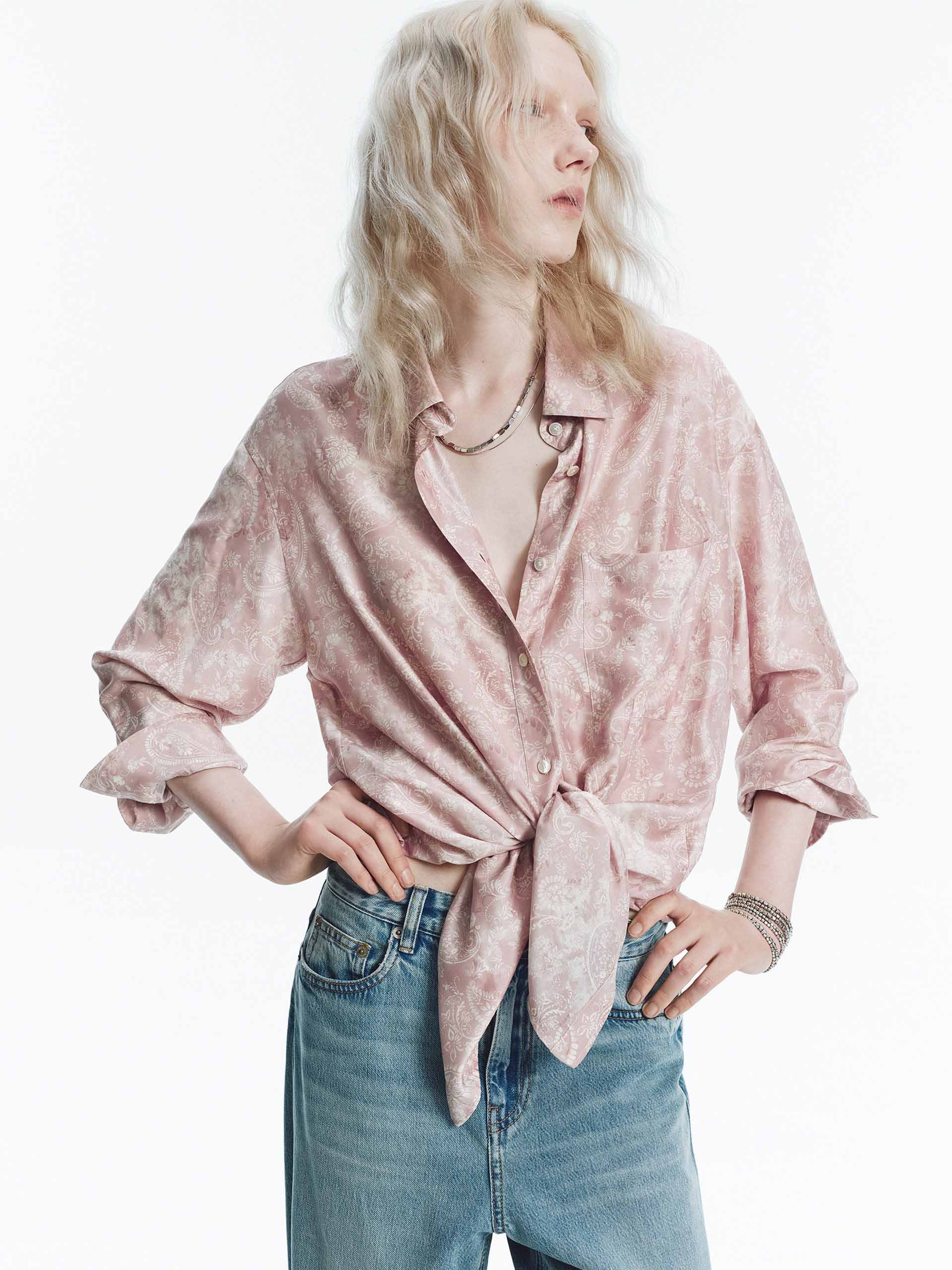 Modal-Silk Vintage Print Shirt