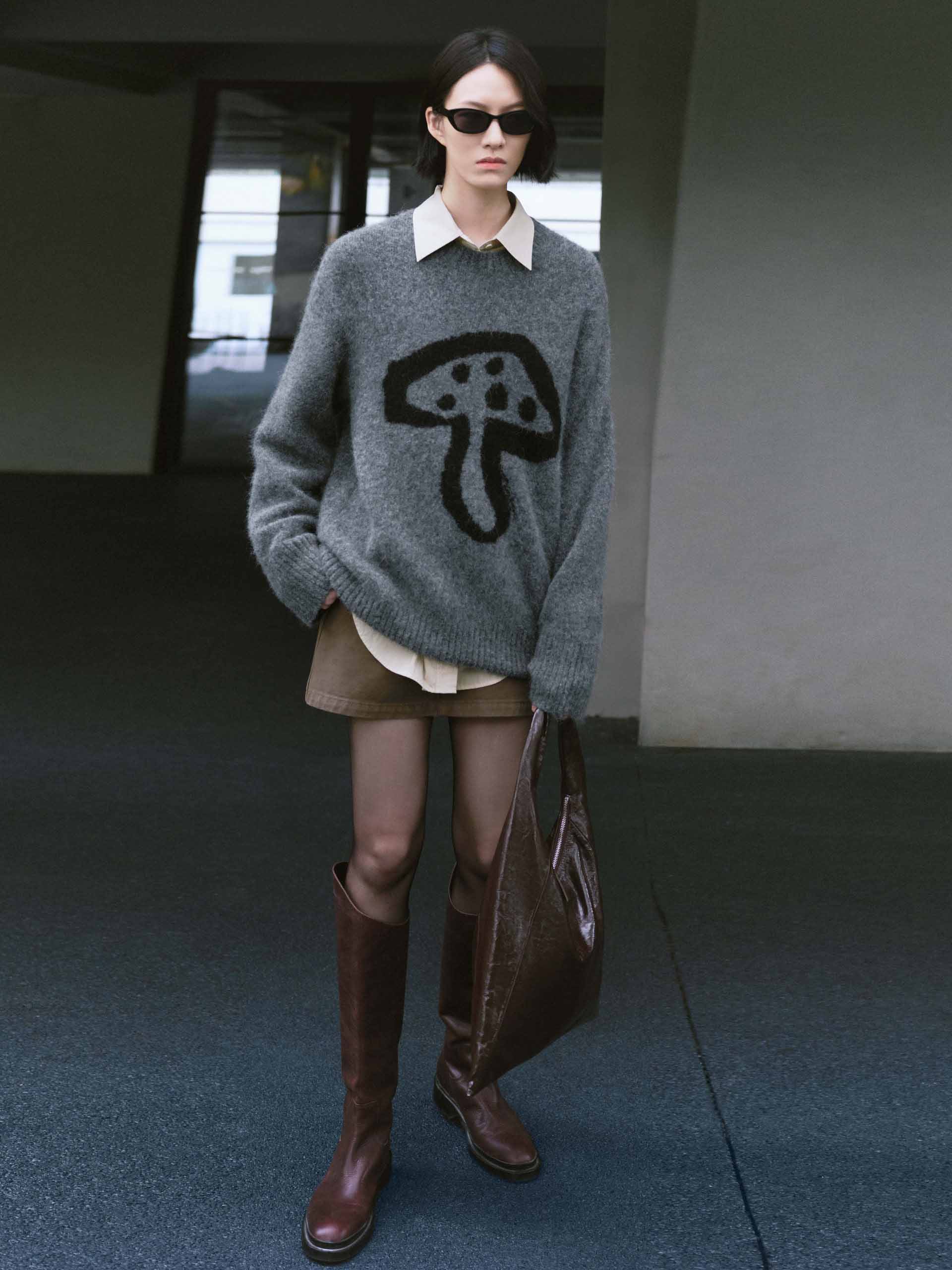Mushroom Pattern Loose Sweater - Image 2