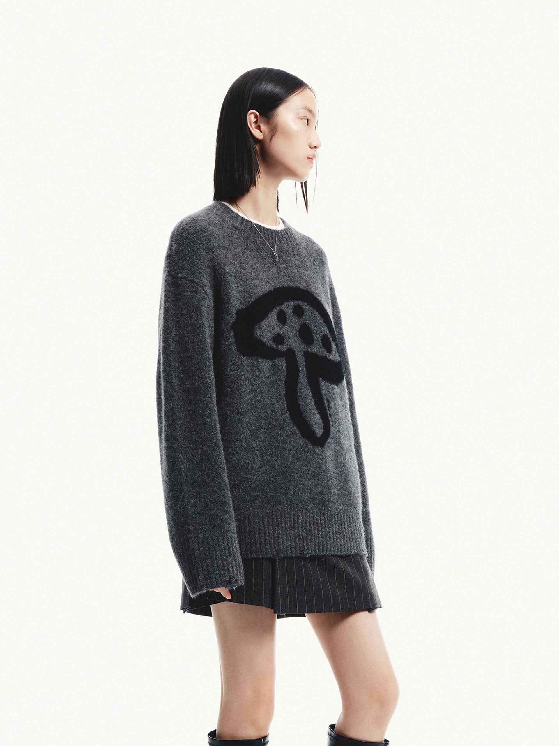 Mushroom Pattern Loose Sweater - Image 3