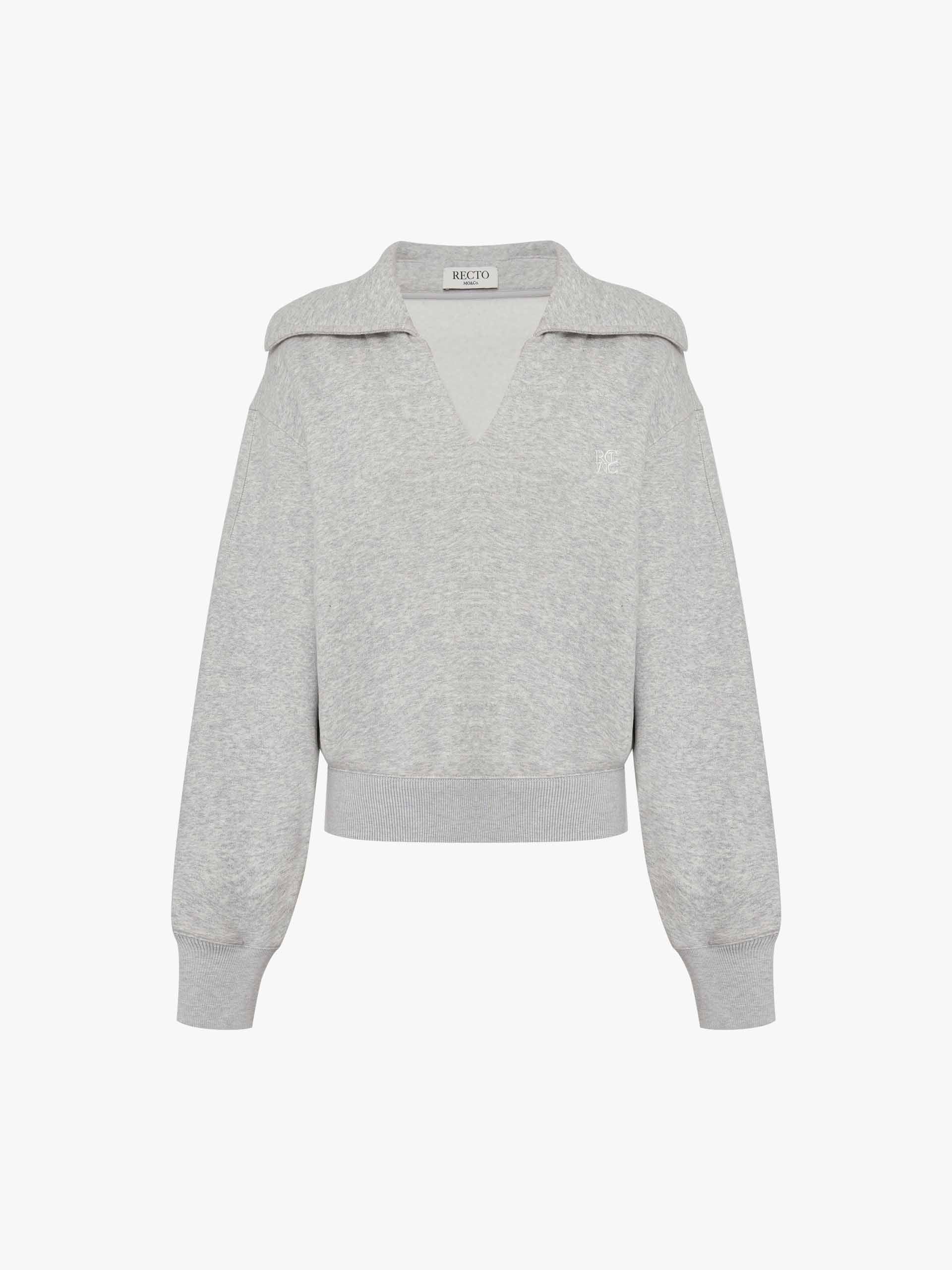 Navy Collar Cotton Sweatshirt - Image 5