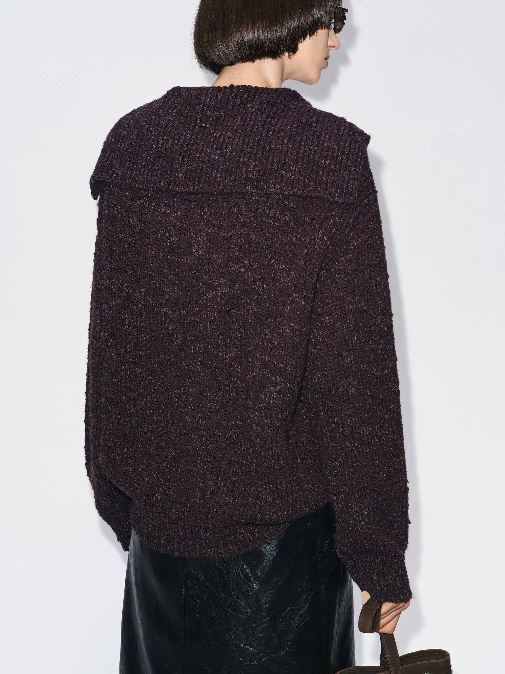 Navy Collar Knitted Sweater - Image 14