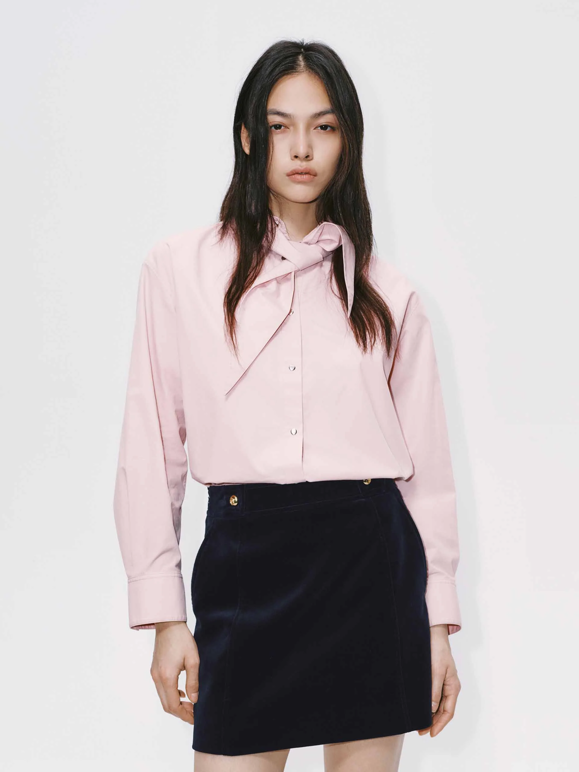 Necktie Detail Cotton Shirt - Image 8
