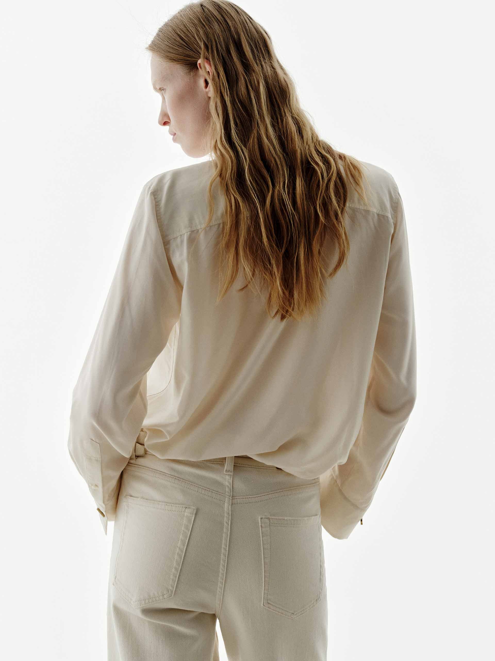 Necktie Detail Silk Shirt - Image 8
