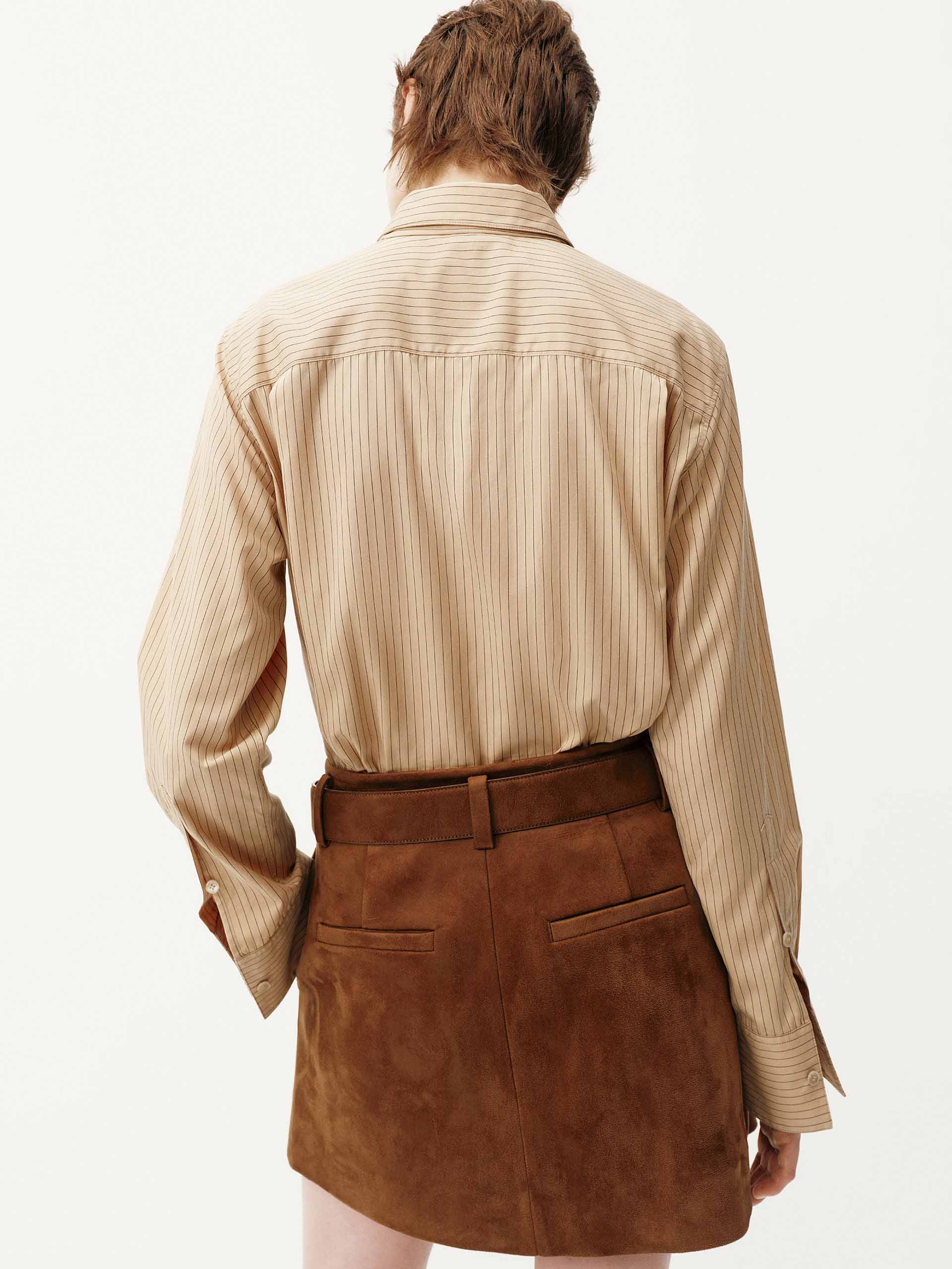 Necktie Detail Striped Shirt - Image 6
