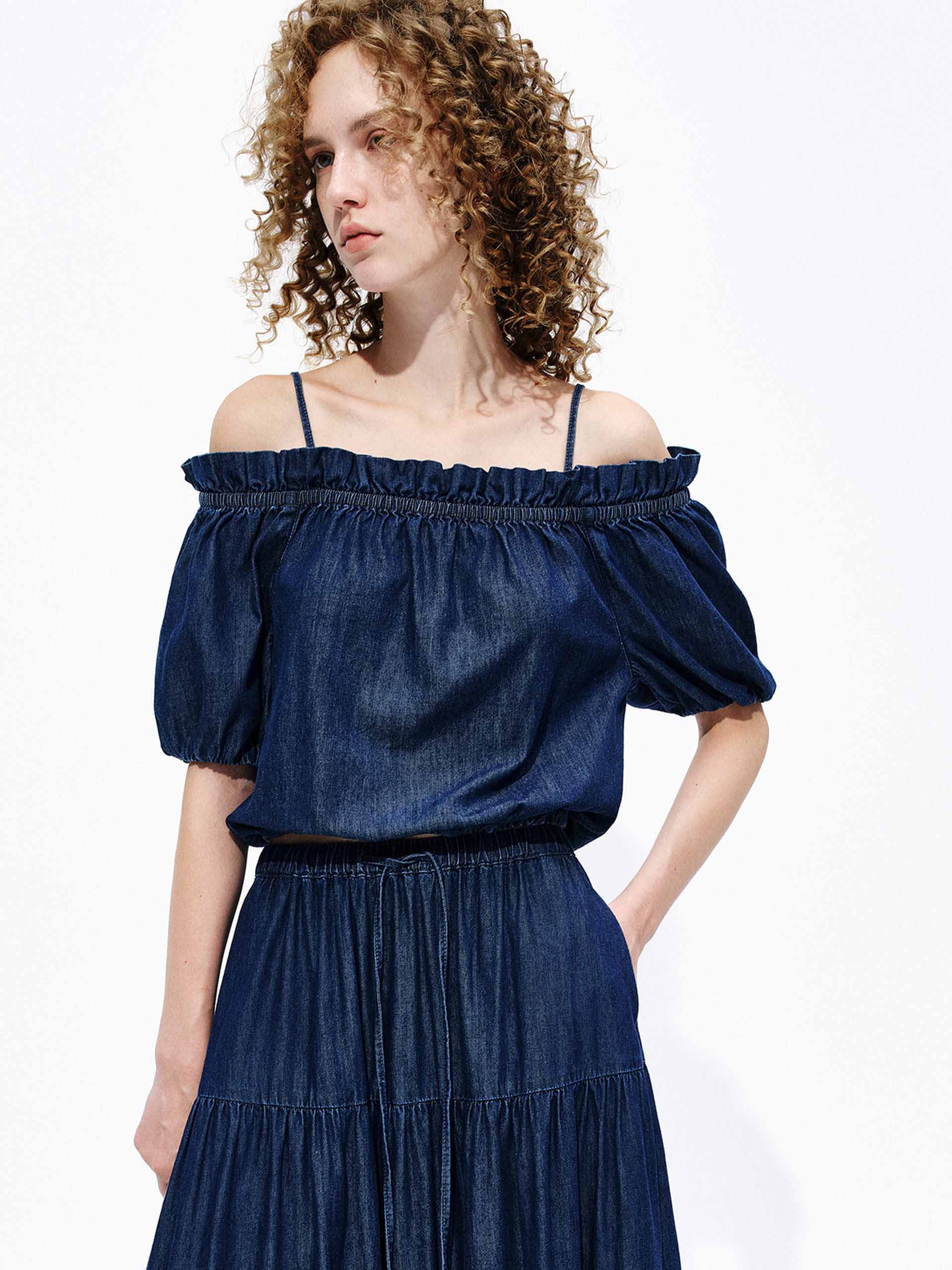 Off Shoulder Denim Top