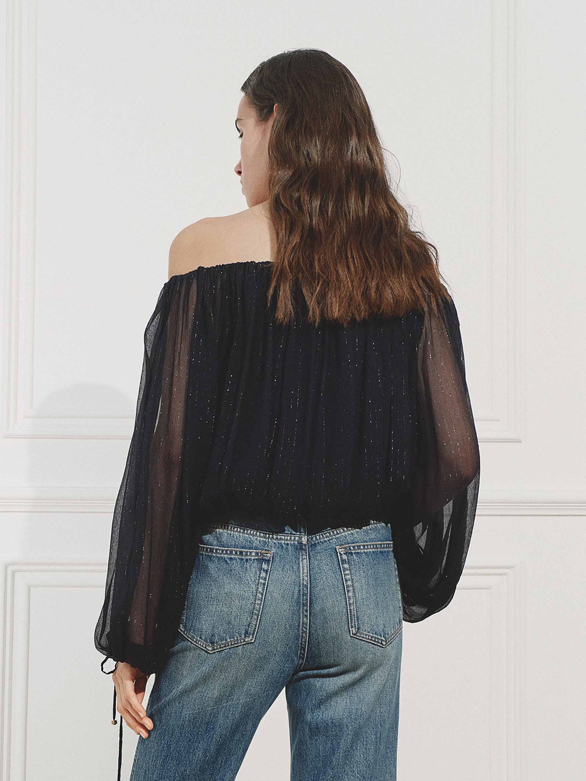 Off Shoulder Silk Blouse - Image 11